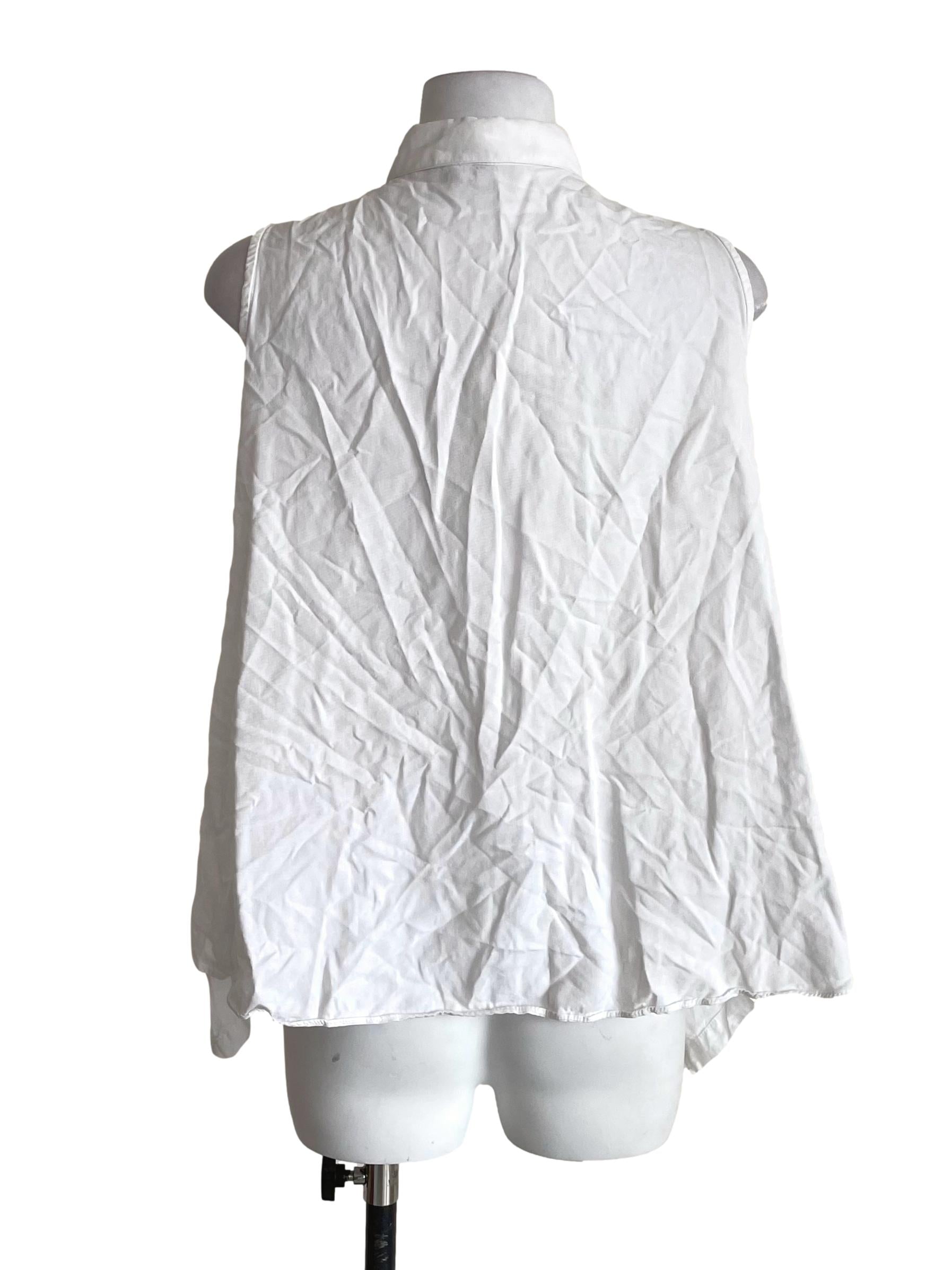 White Sleeveless Handkerchief Blouse