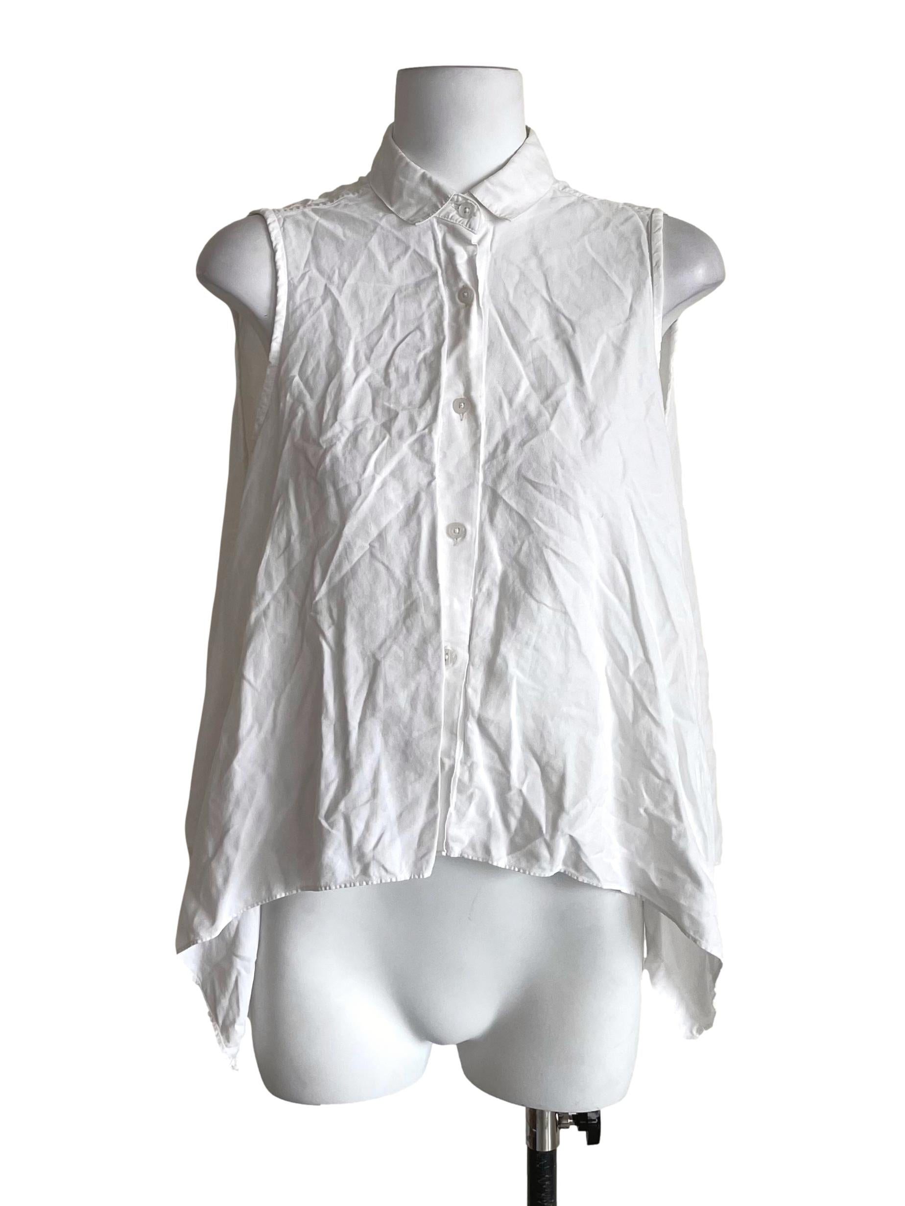 White Sleeveless Handkerchief Blouse
