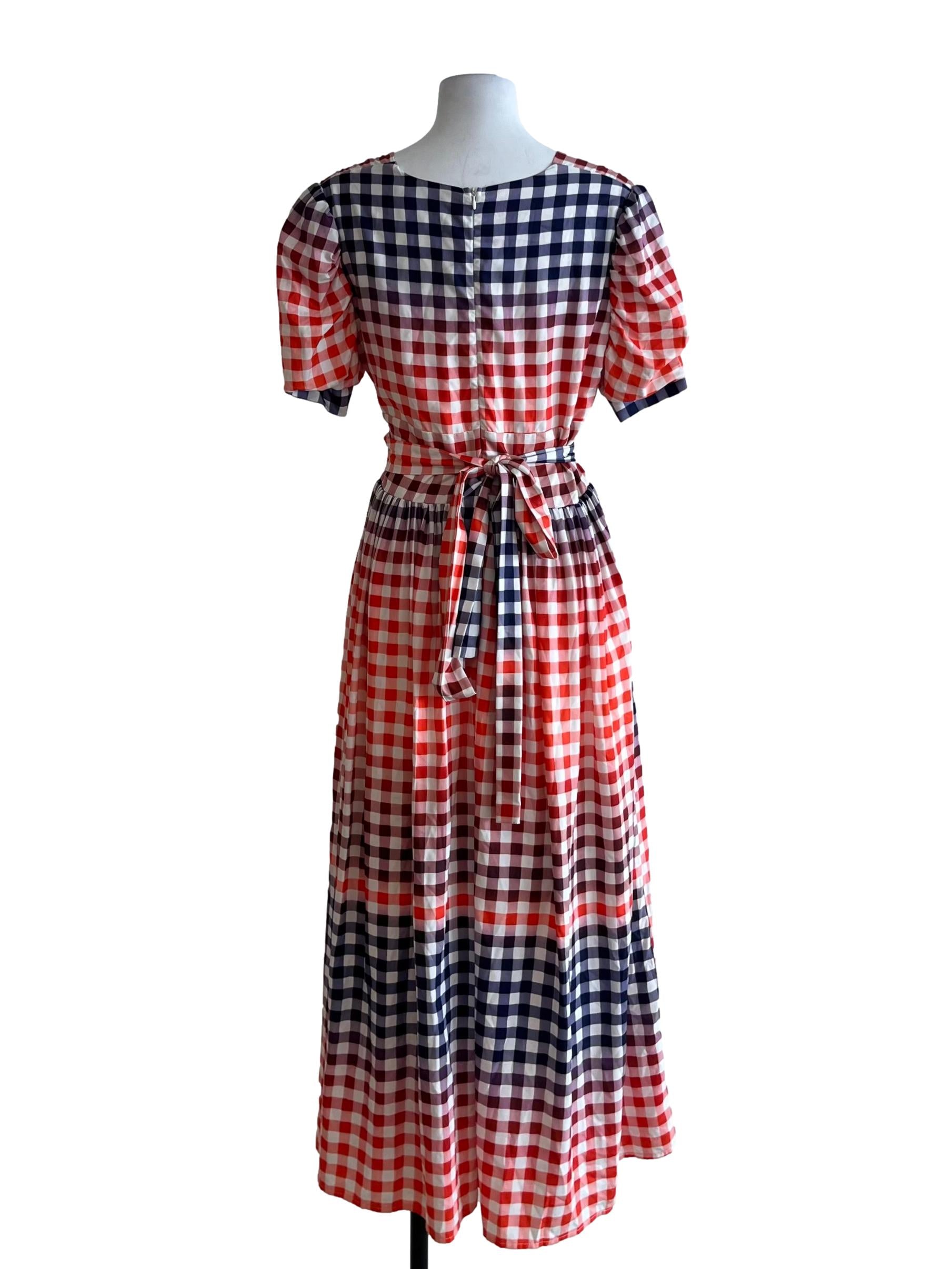 Multicolor Blue Gingham Empire Dress