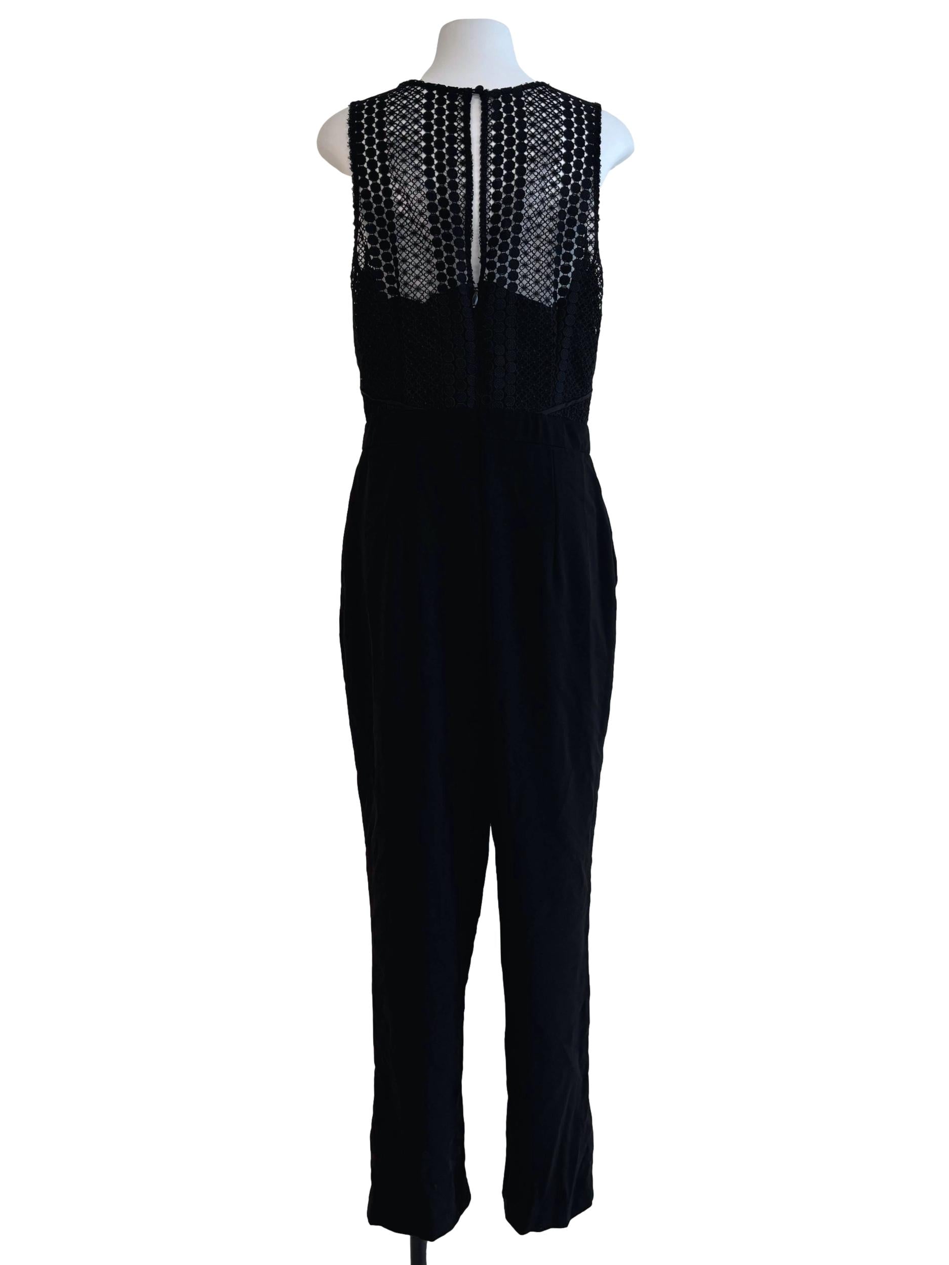Jade Black Lace Neckline Slim Fit Jumpsuit