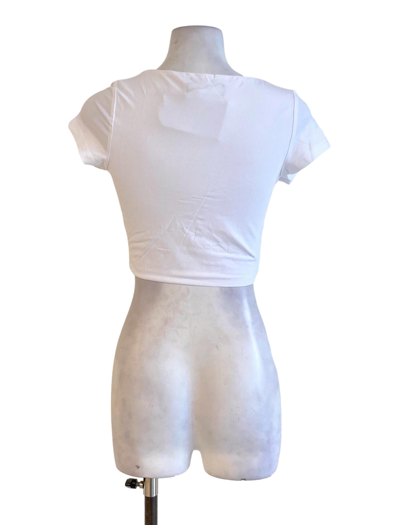 Snow White Square Neck Short Sleeve Cropped Top