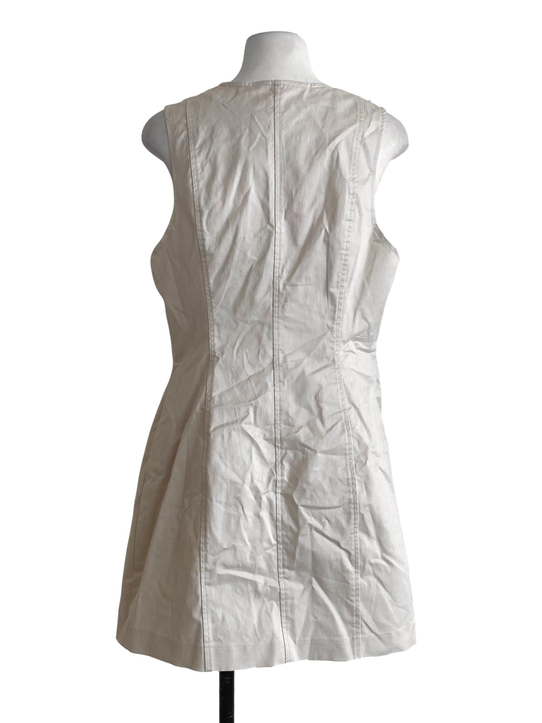 Daisy White Serendipity Front Zip Sleeveless Shift Dress