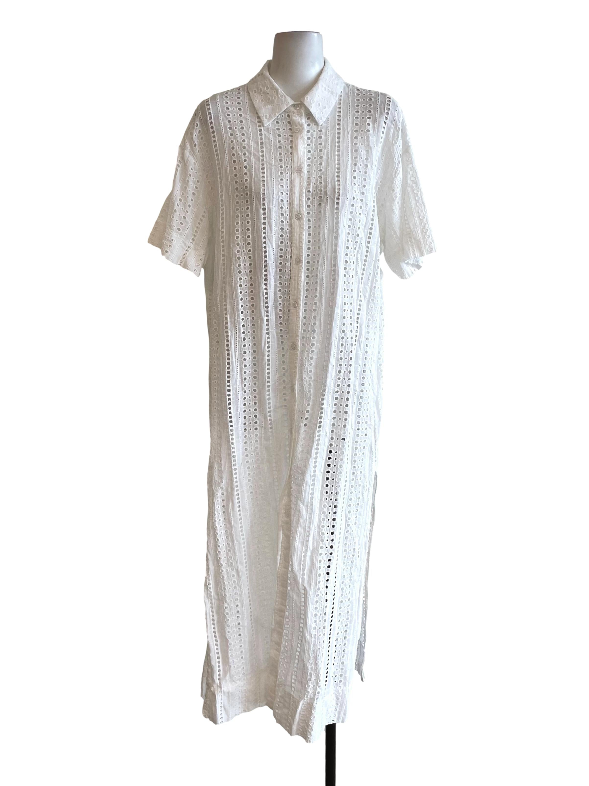 Daisy White Hollow Shirt Dress