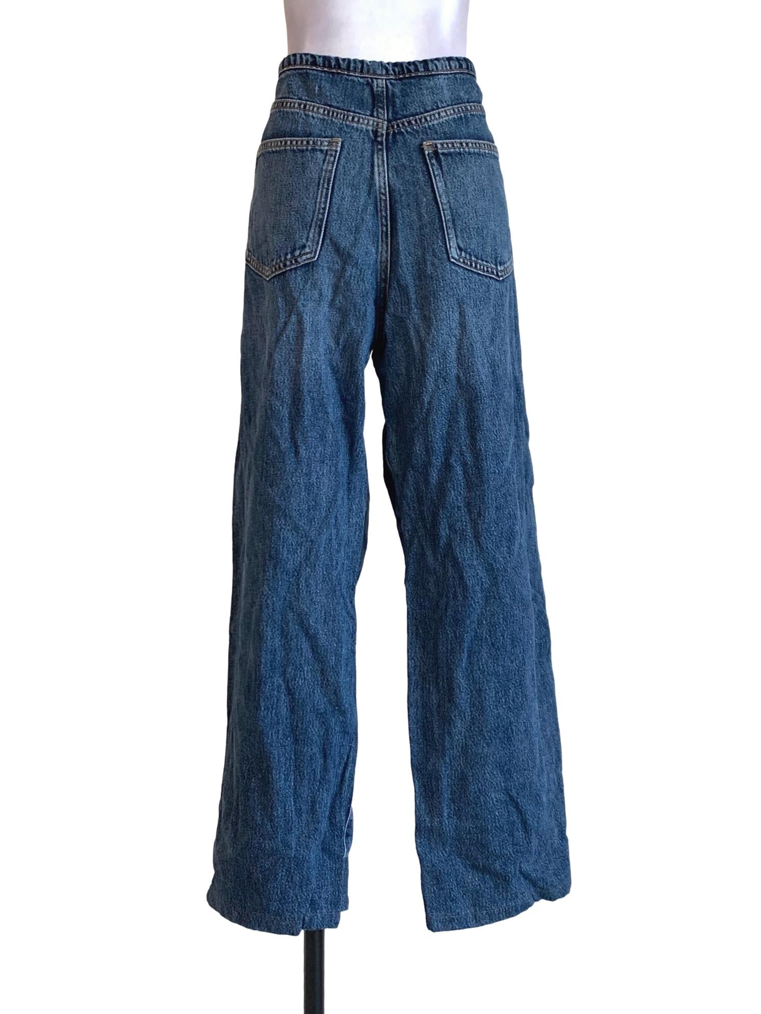 Dark Blue Denim Tie Up Waist Jeans