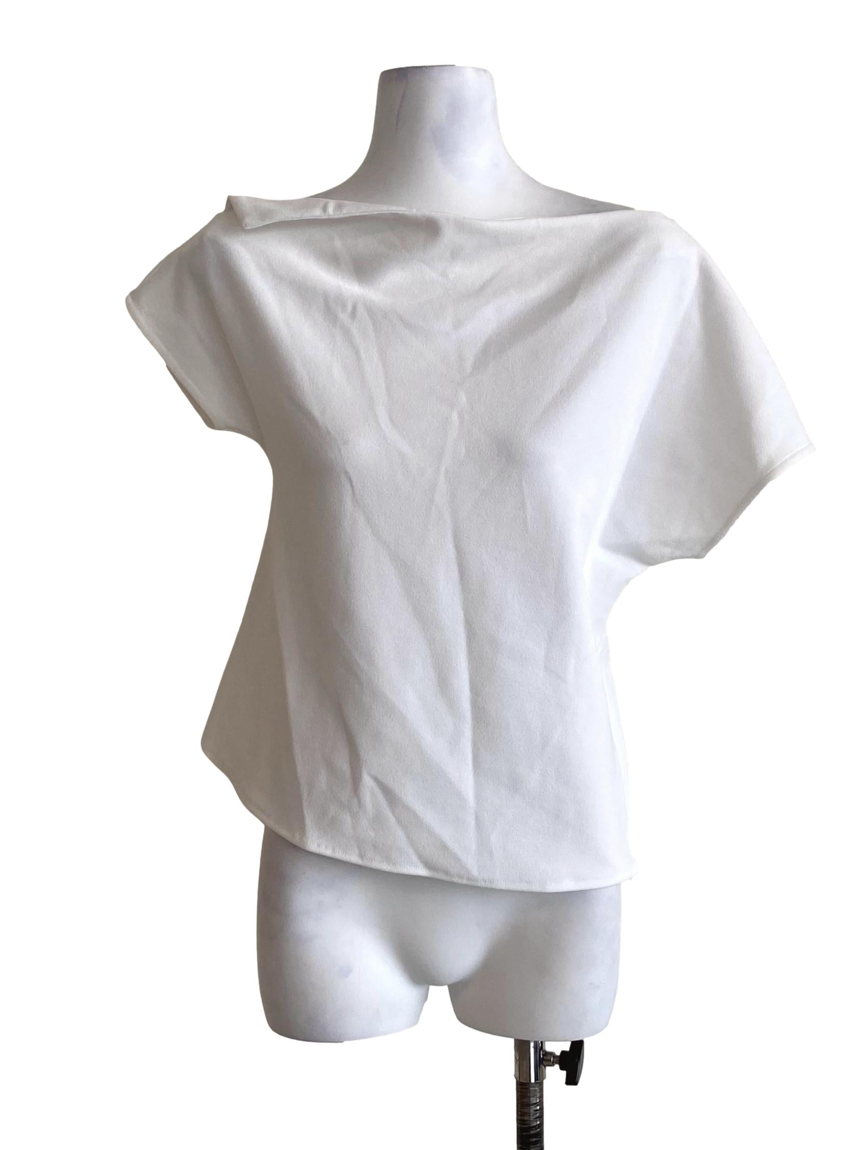 Porcelain White Asymmetrical Blouse LB