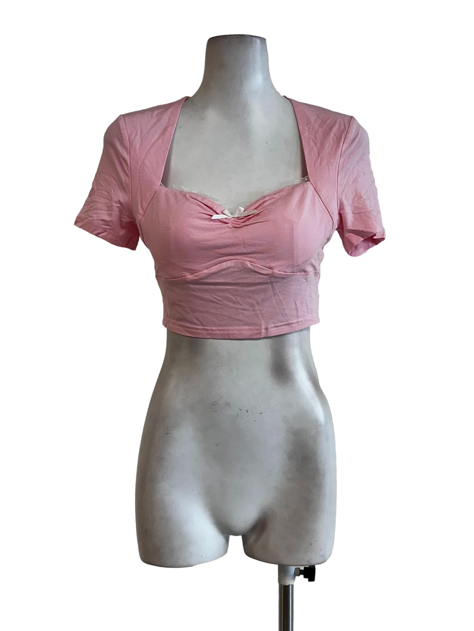 Flamingo Pink Padded Crop Top