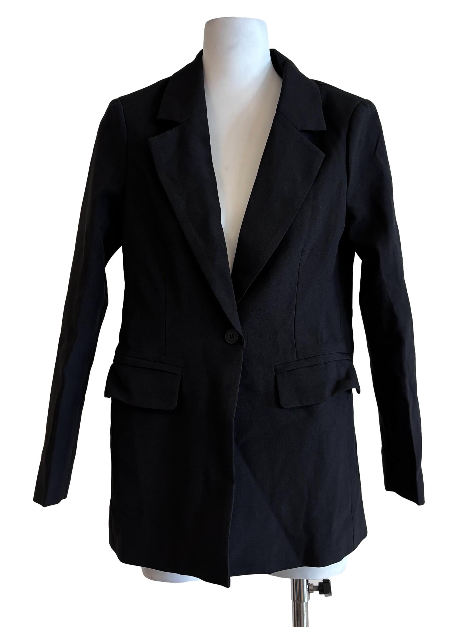 Soft Black One Button Blazer