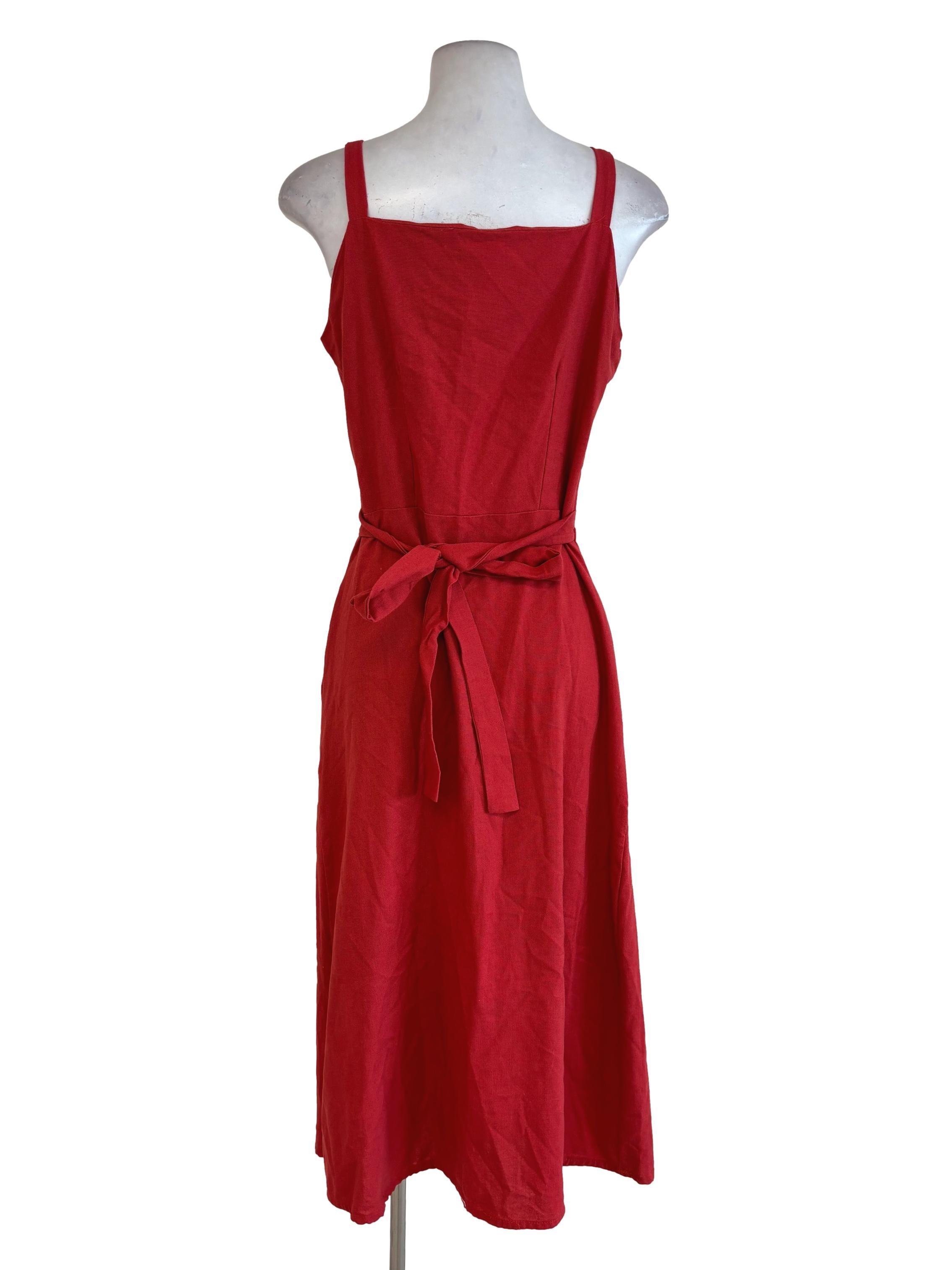 Red Buttoned Down Sleeveless Dress