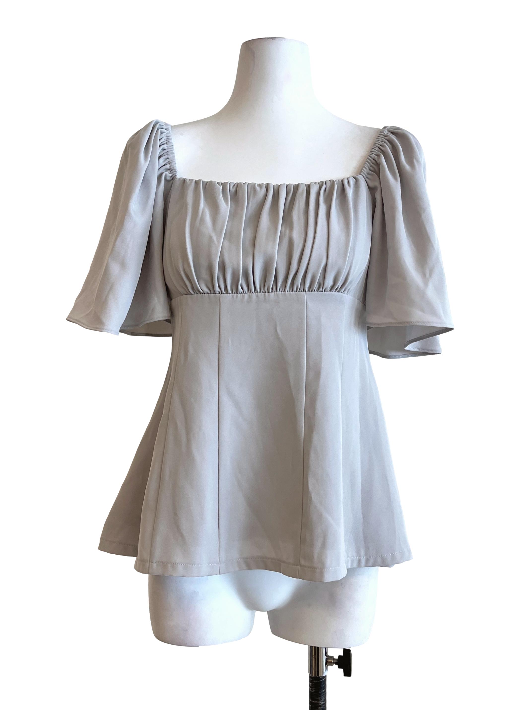 Cloud Grey Puff Sleeve Top