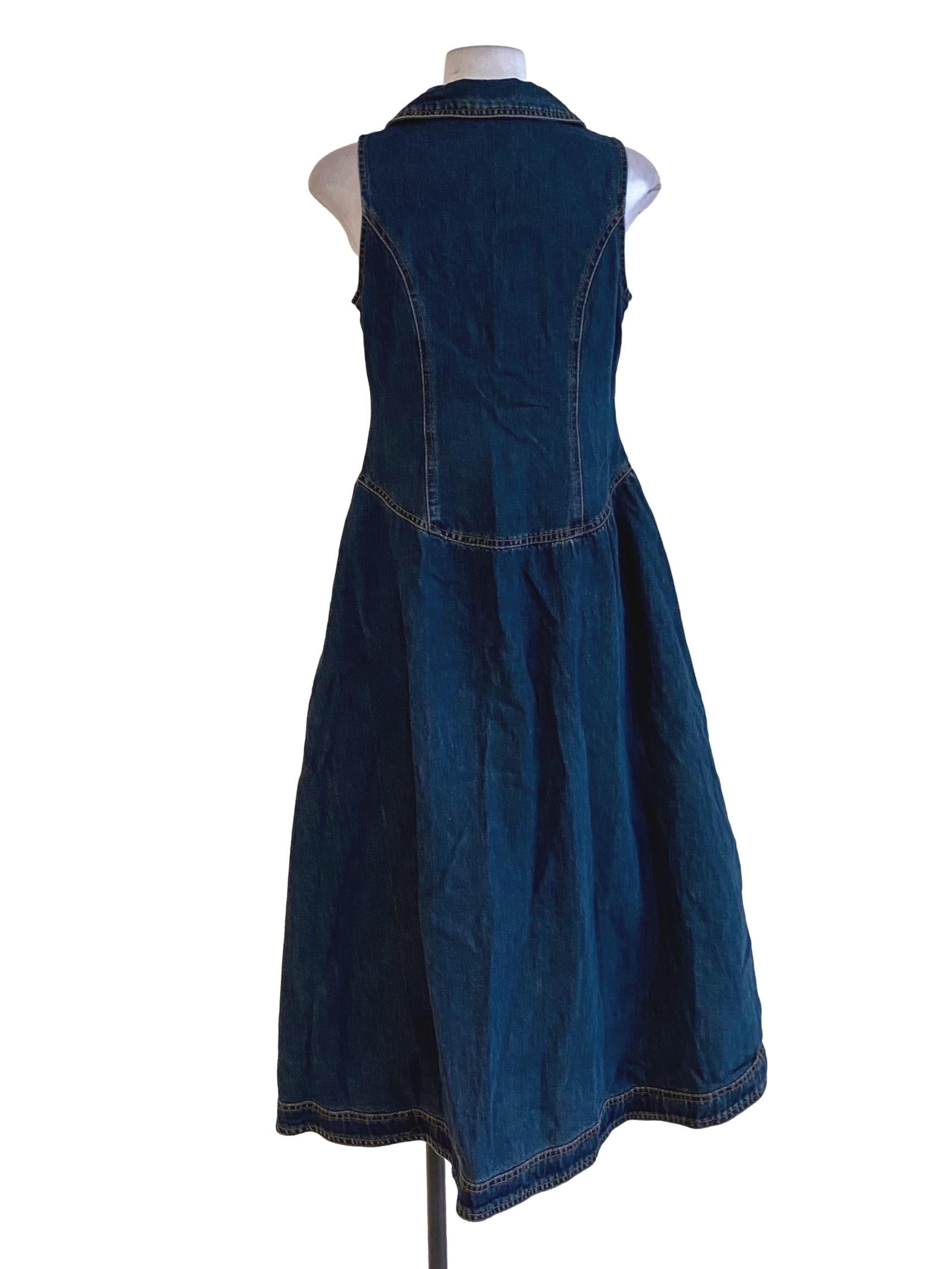Denim Blue Buttoned Down A-Line Jeans Dress TCL