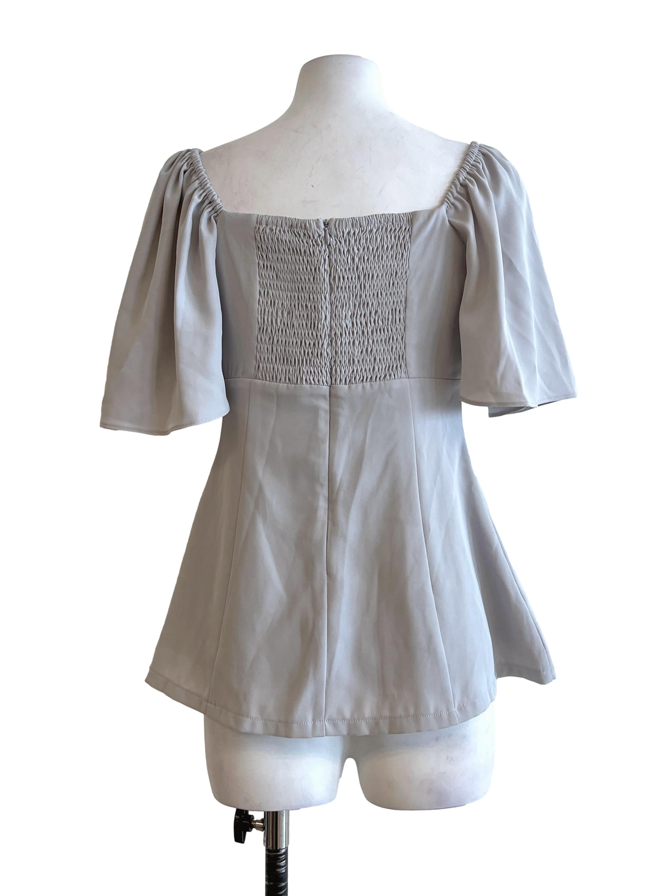 Cloud Grey Puff Sleeve Top