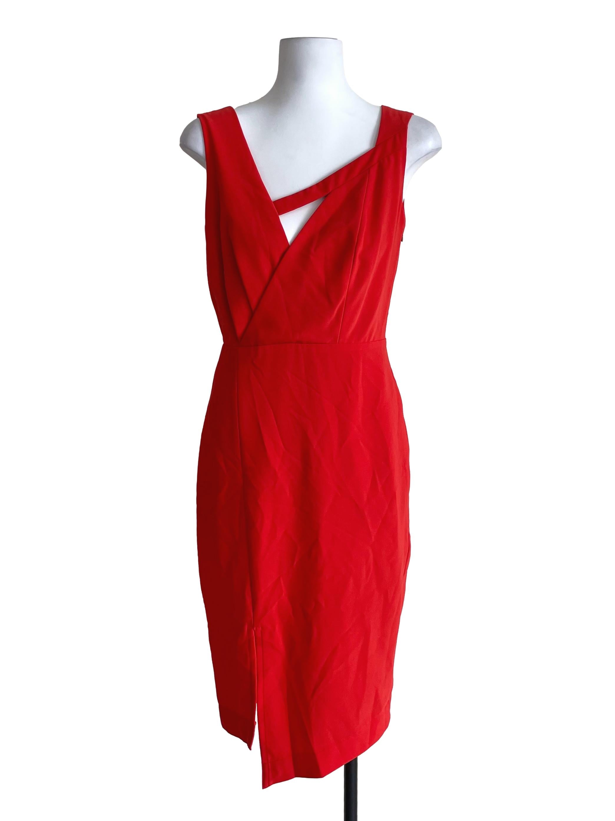 Candy Orange Hollow Chest Slit Dress