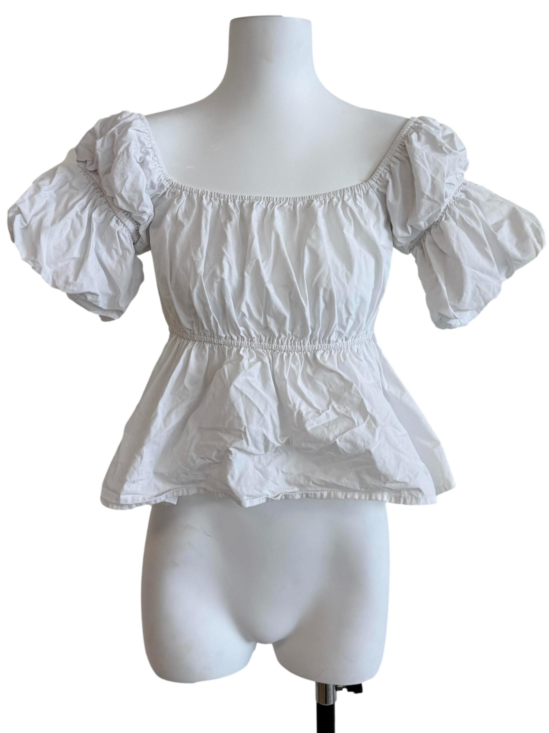 White Puff Sleeves Top