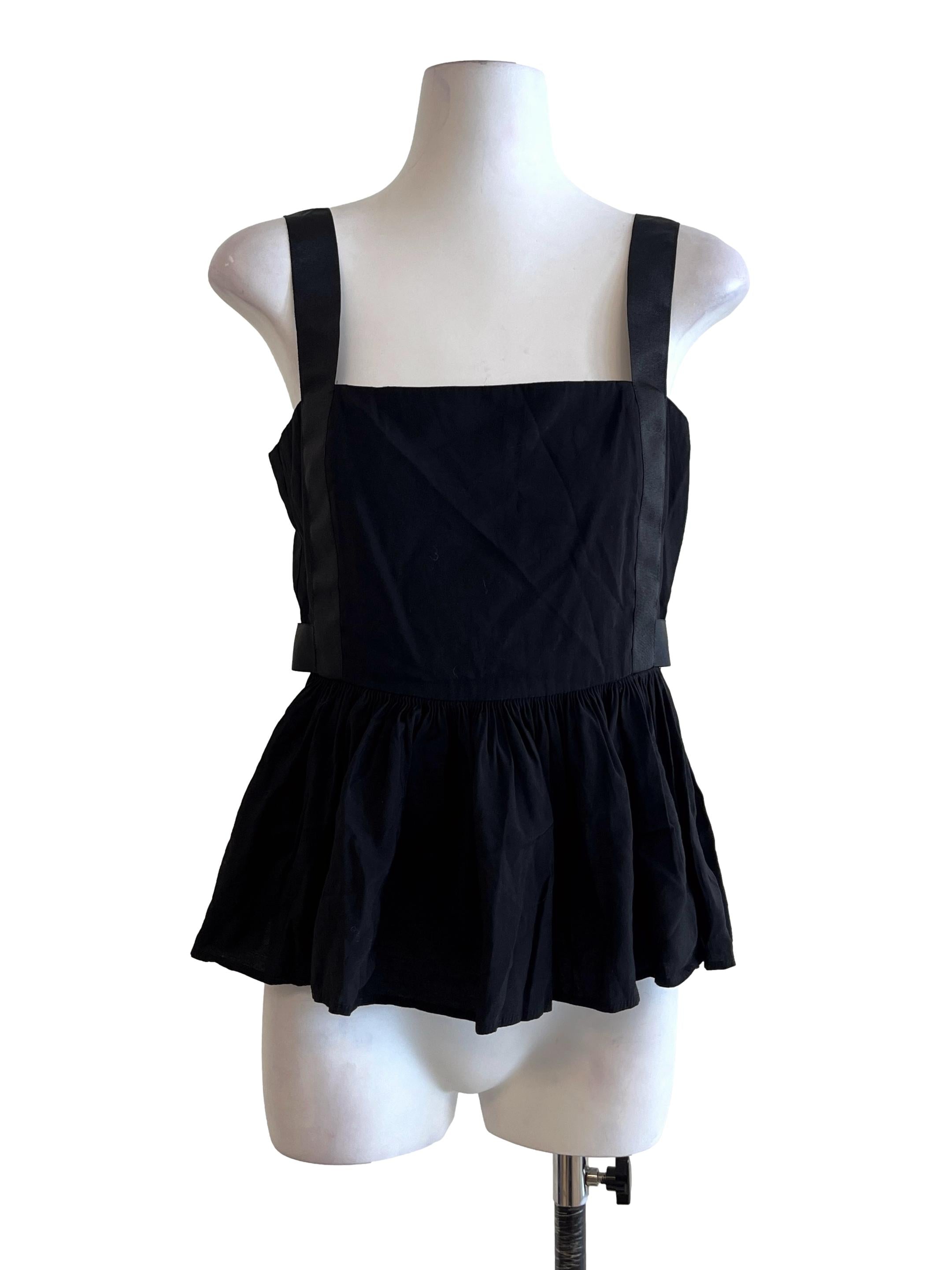 Jet Black Straight Across Sleeveless Top LB