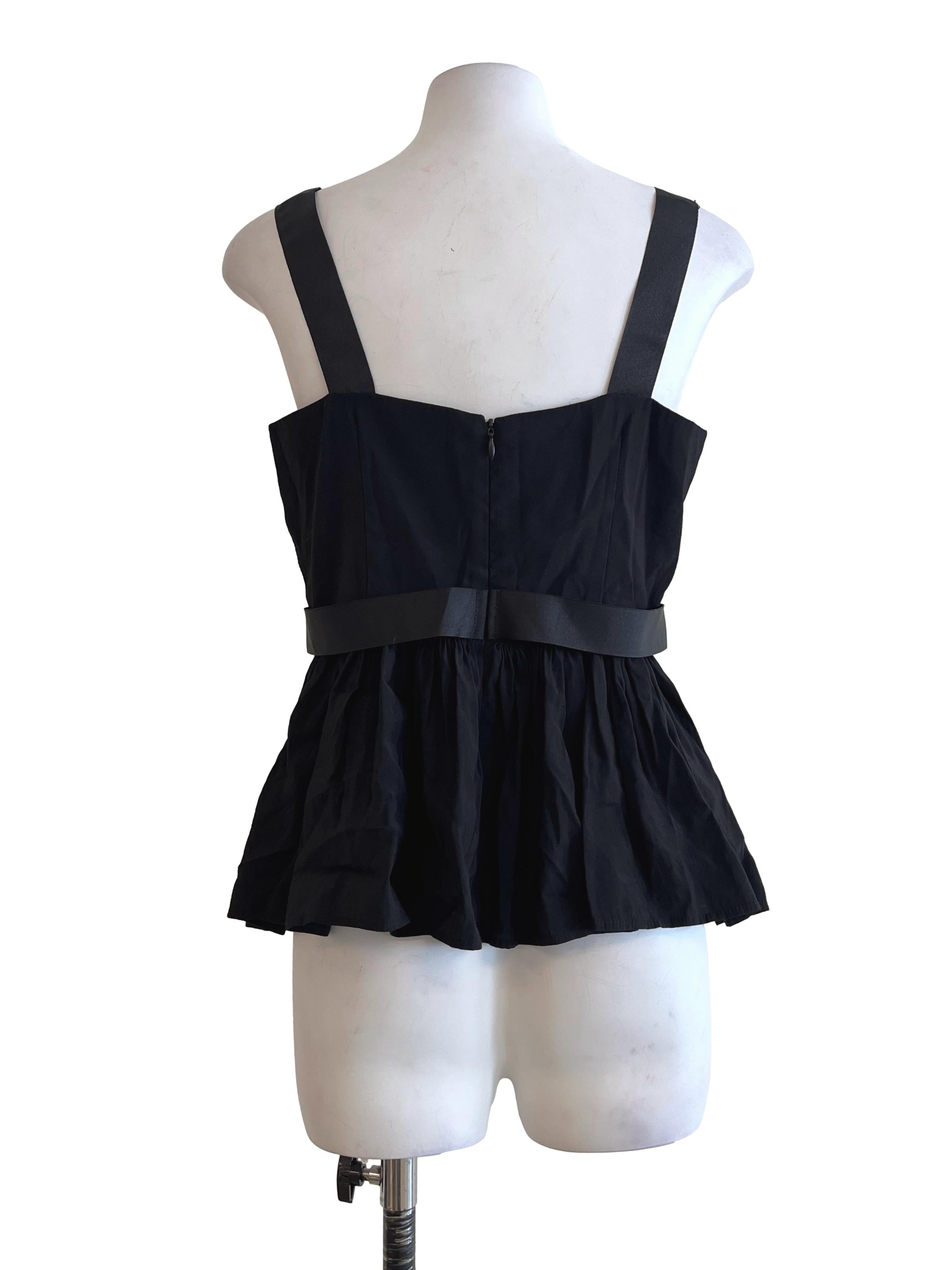 Jet Black Straight Across Sleeveless Top LB