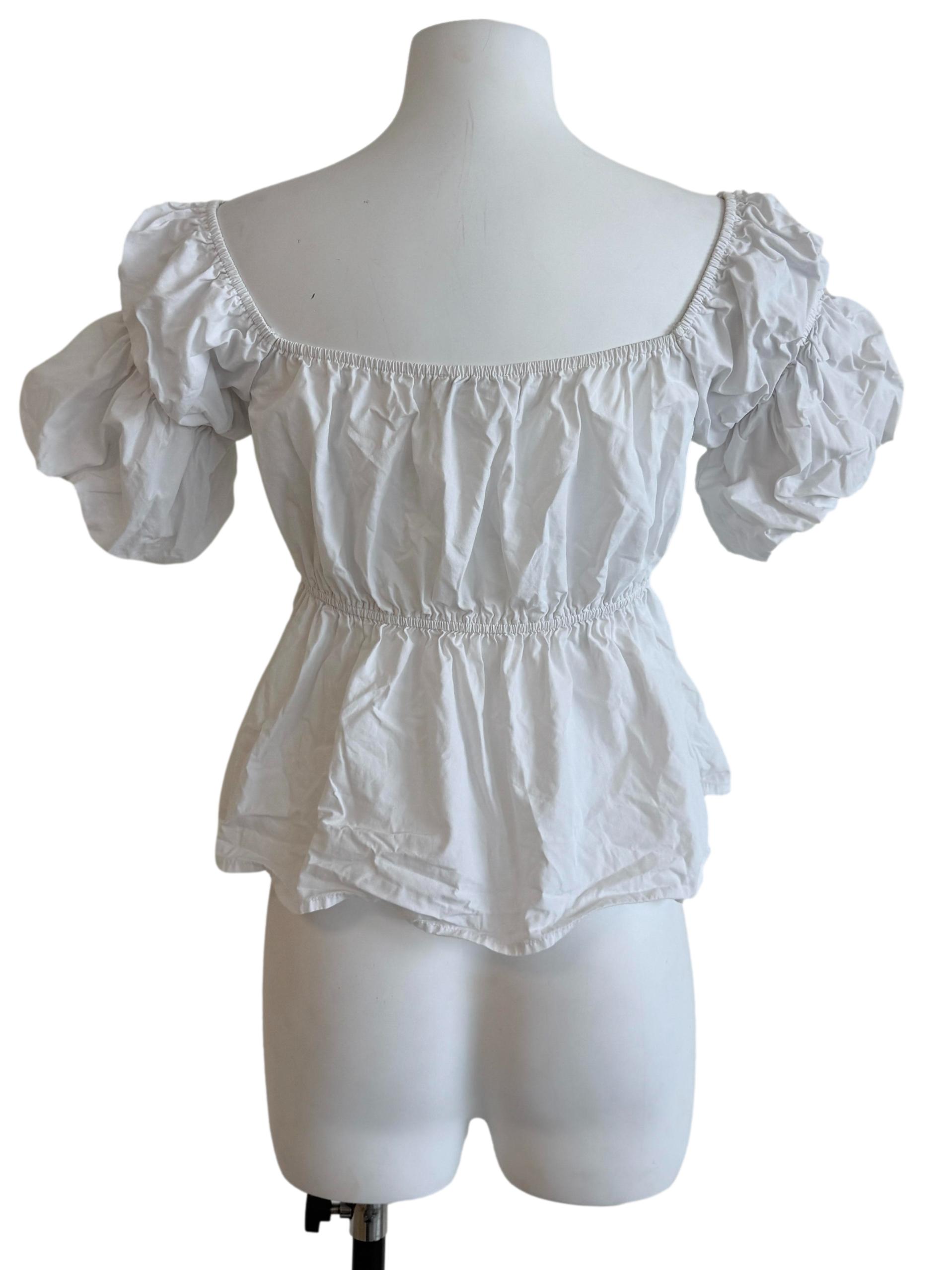 White Puff Sleeves Top