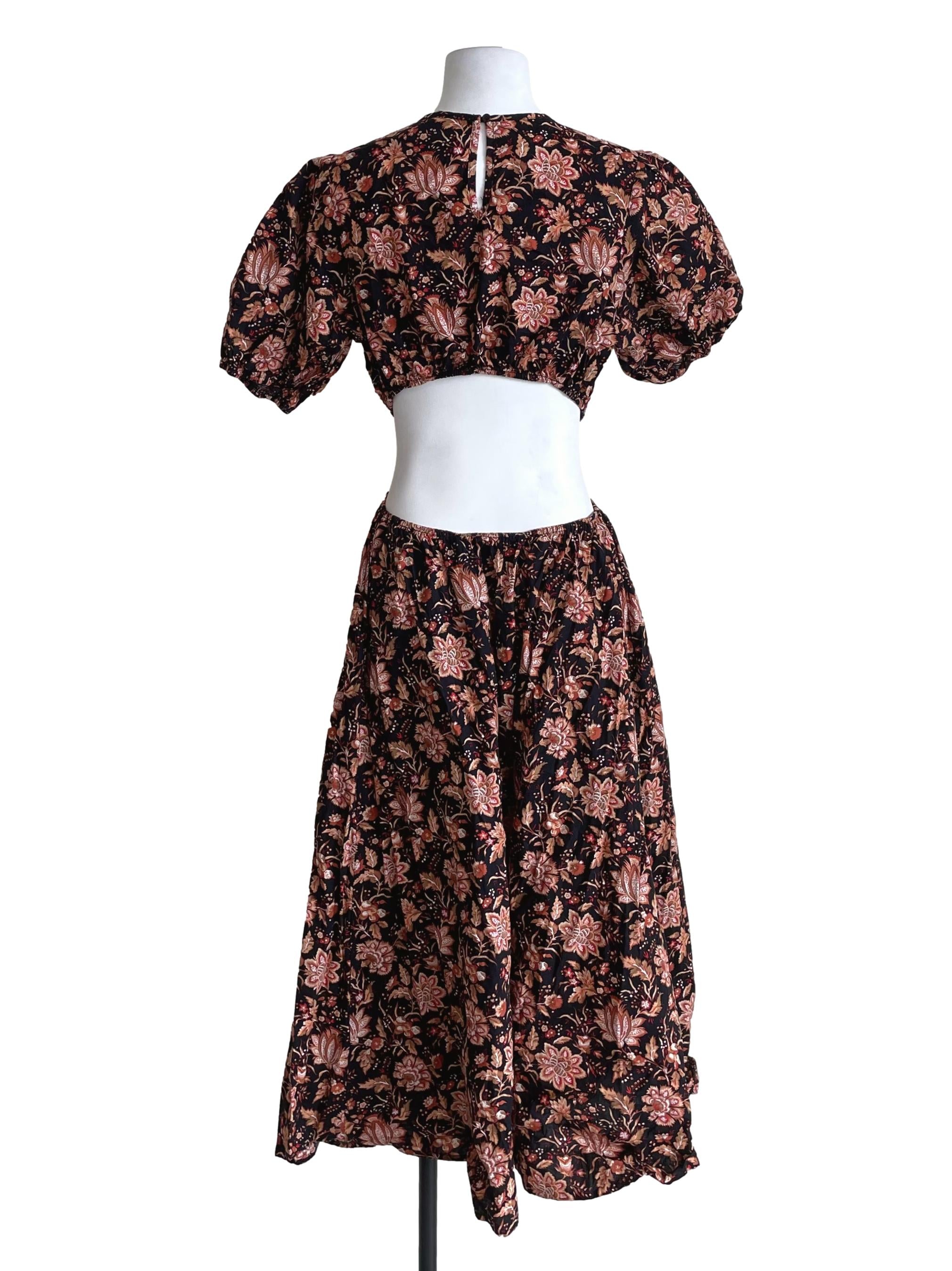 Black Floral Open Waist Dress