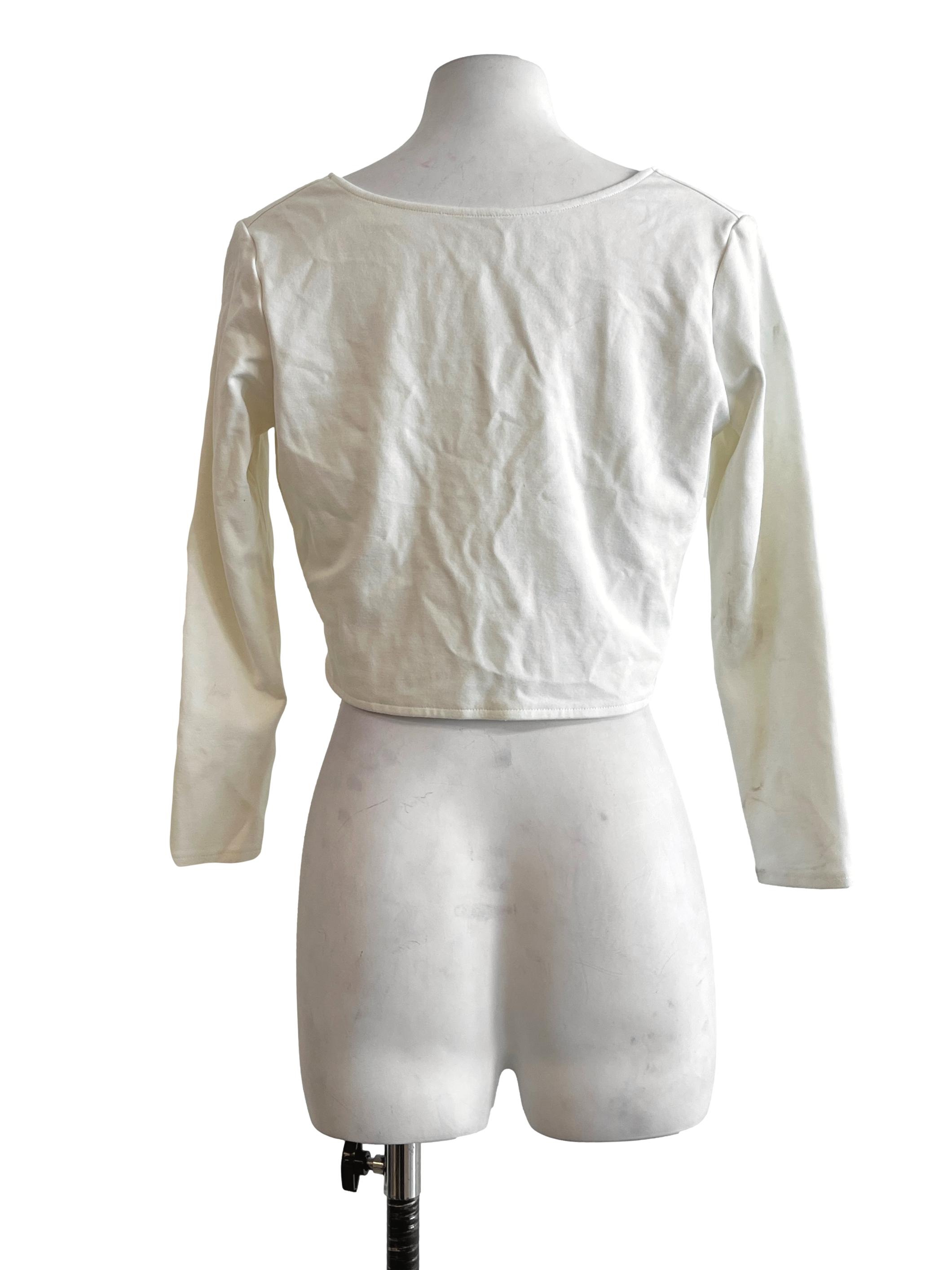 Ivory White Scoop Long Sleeve Top LB