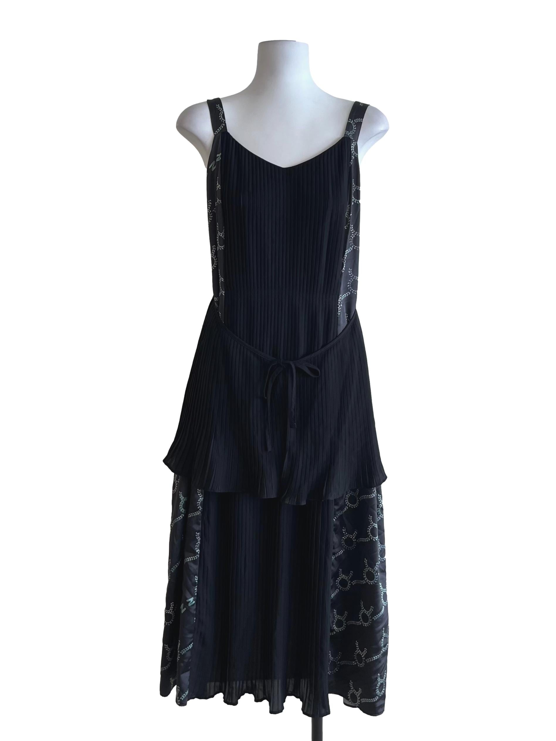 Black Pleated A-Line Dress
