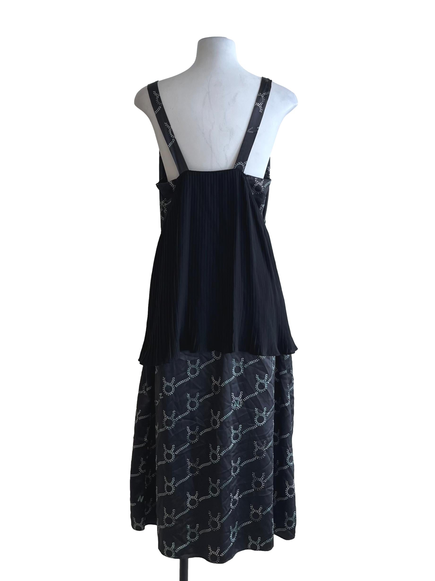 Black Pleated A-Line Dress
