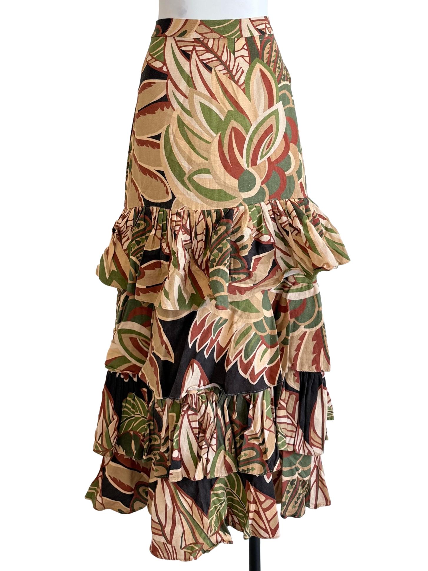 Multicolor Printed Tiered Skirt
