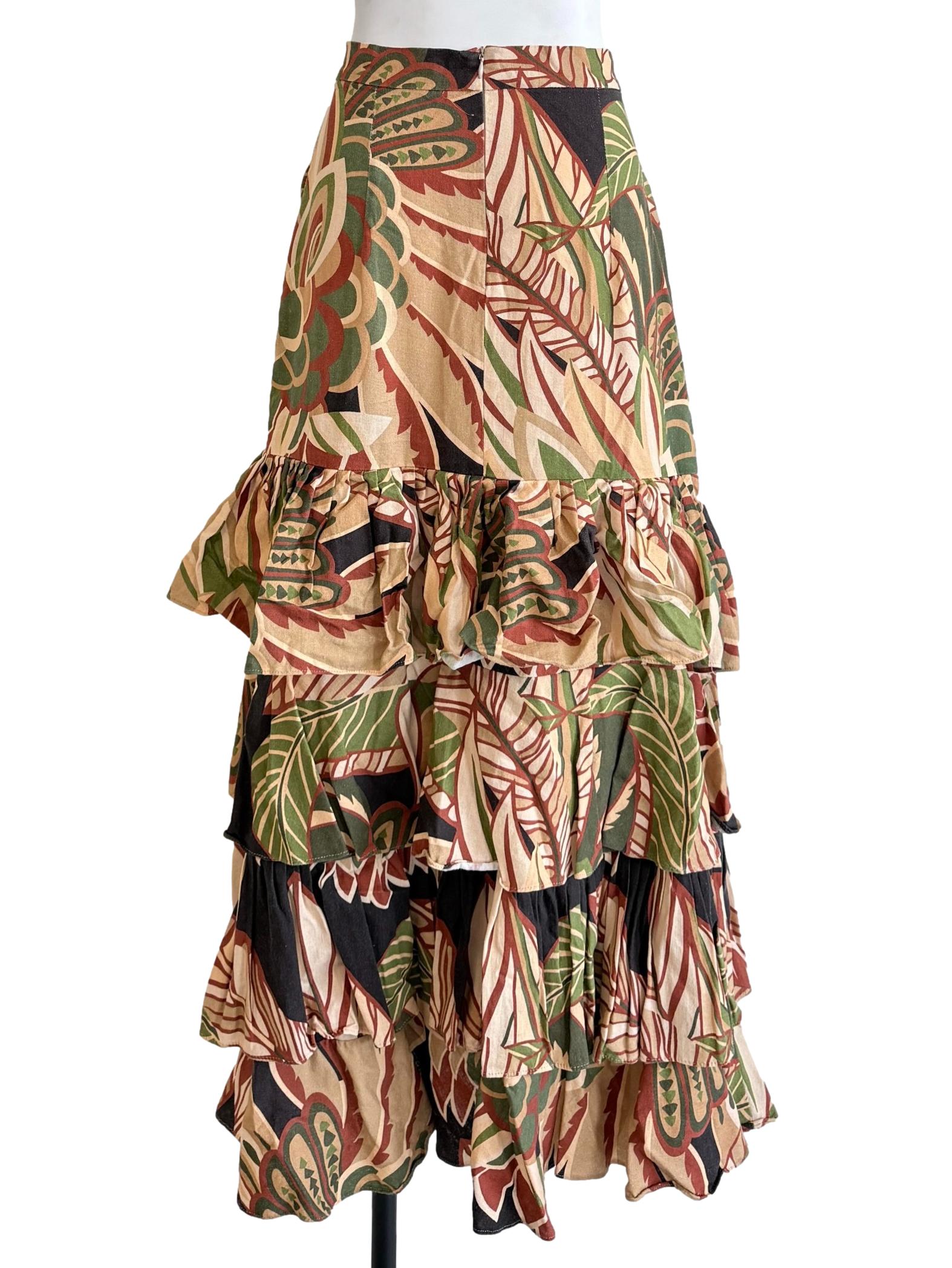 Multicolor Printed Tiered Skirt