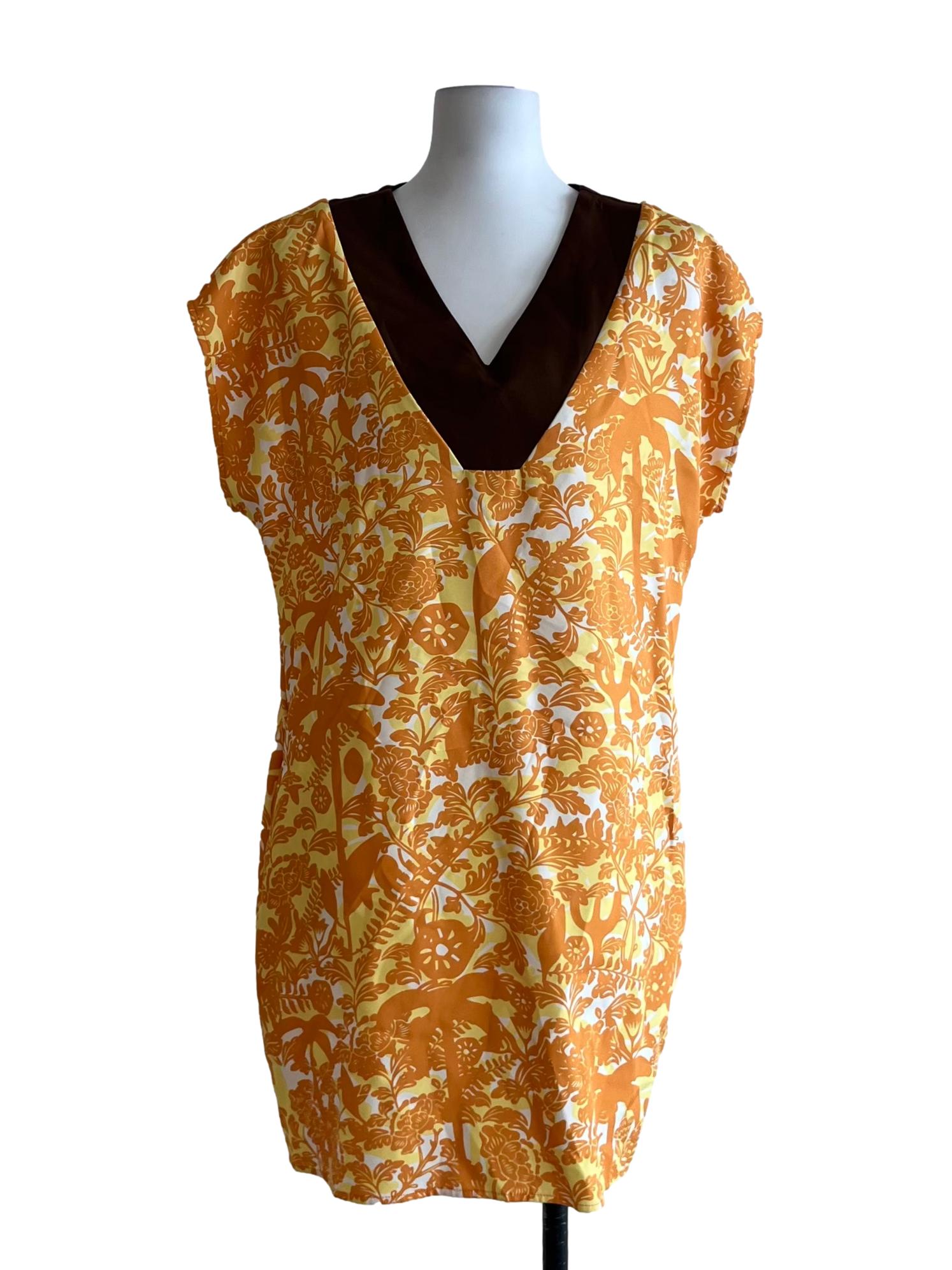 Canary Yellow Floral Shift Dress