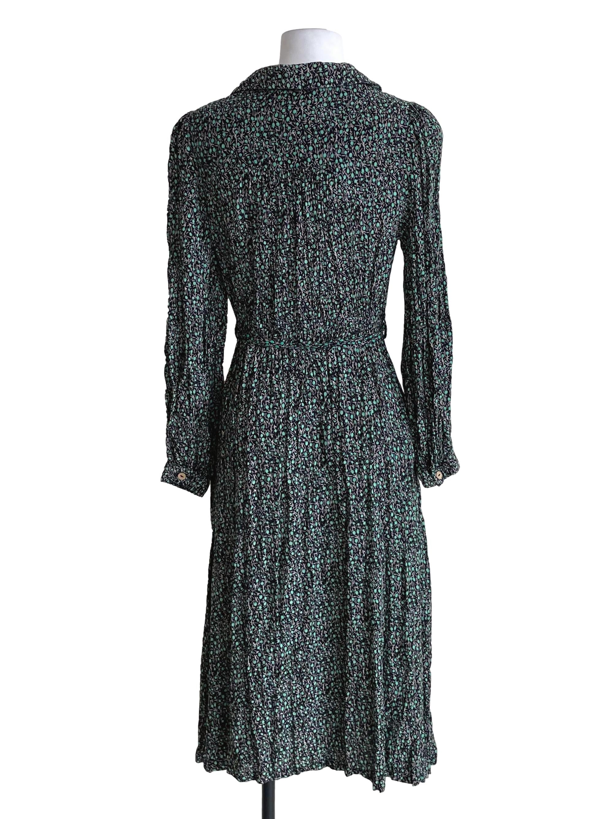Black Plant Button Down Shirt Dress