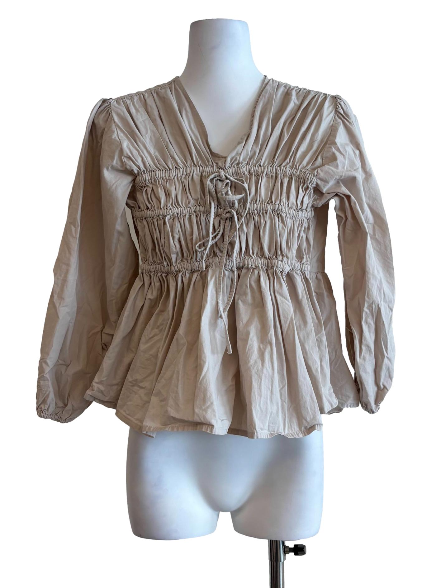 Merino Long Sleeve Cotton Blouse
