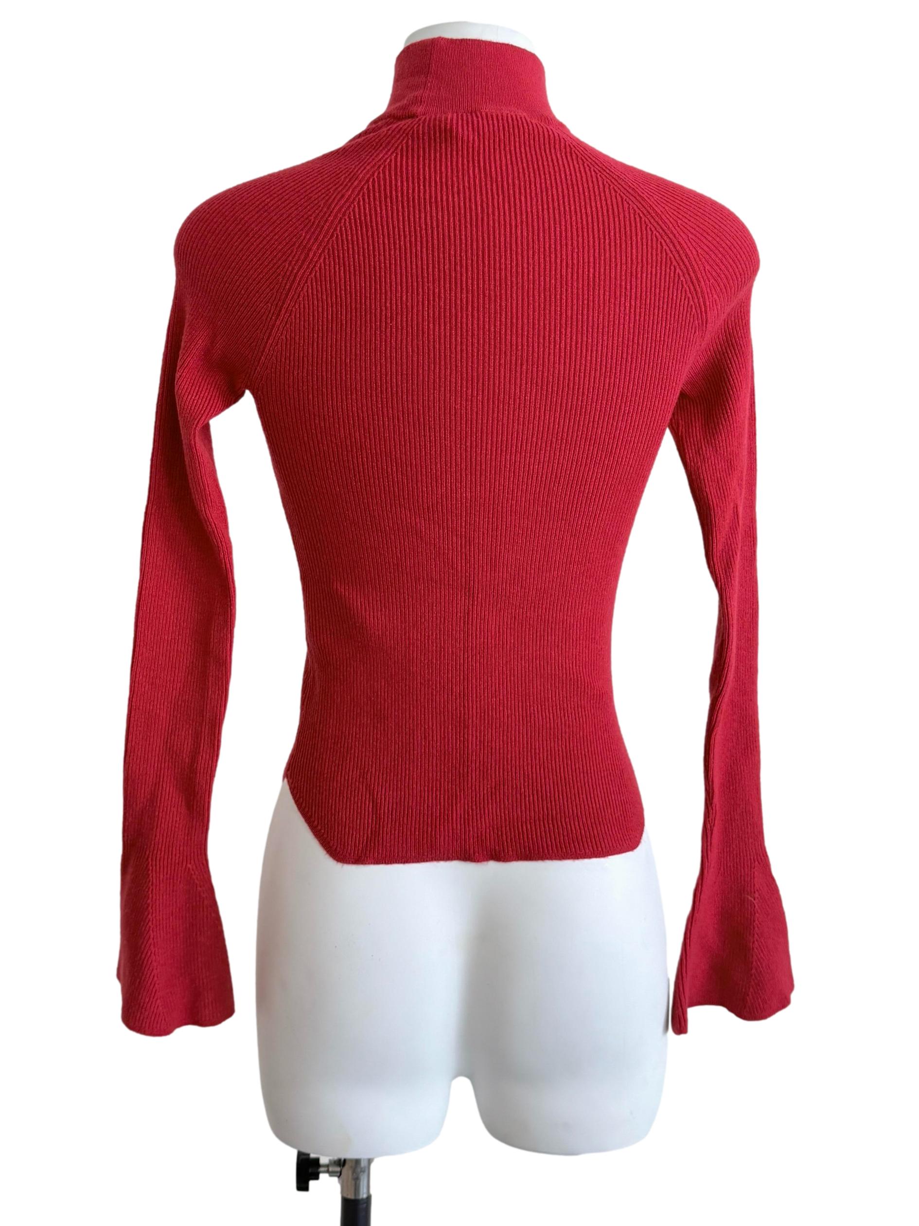 Candy Red Knit Turtleneck Top