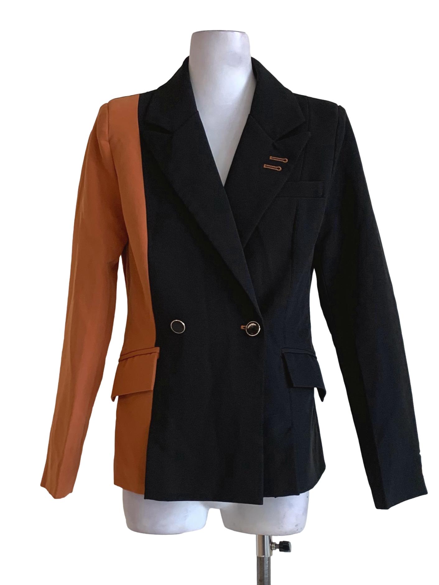 Black Orange Double Breasted Blazer
