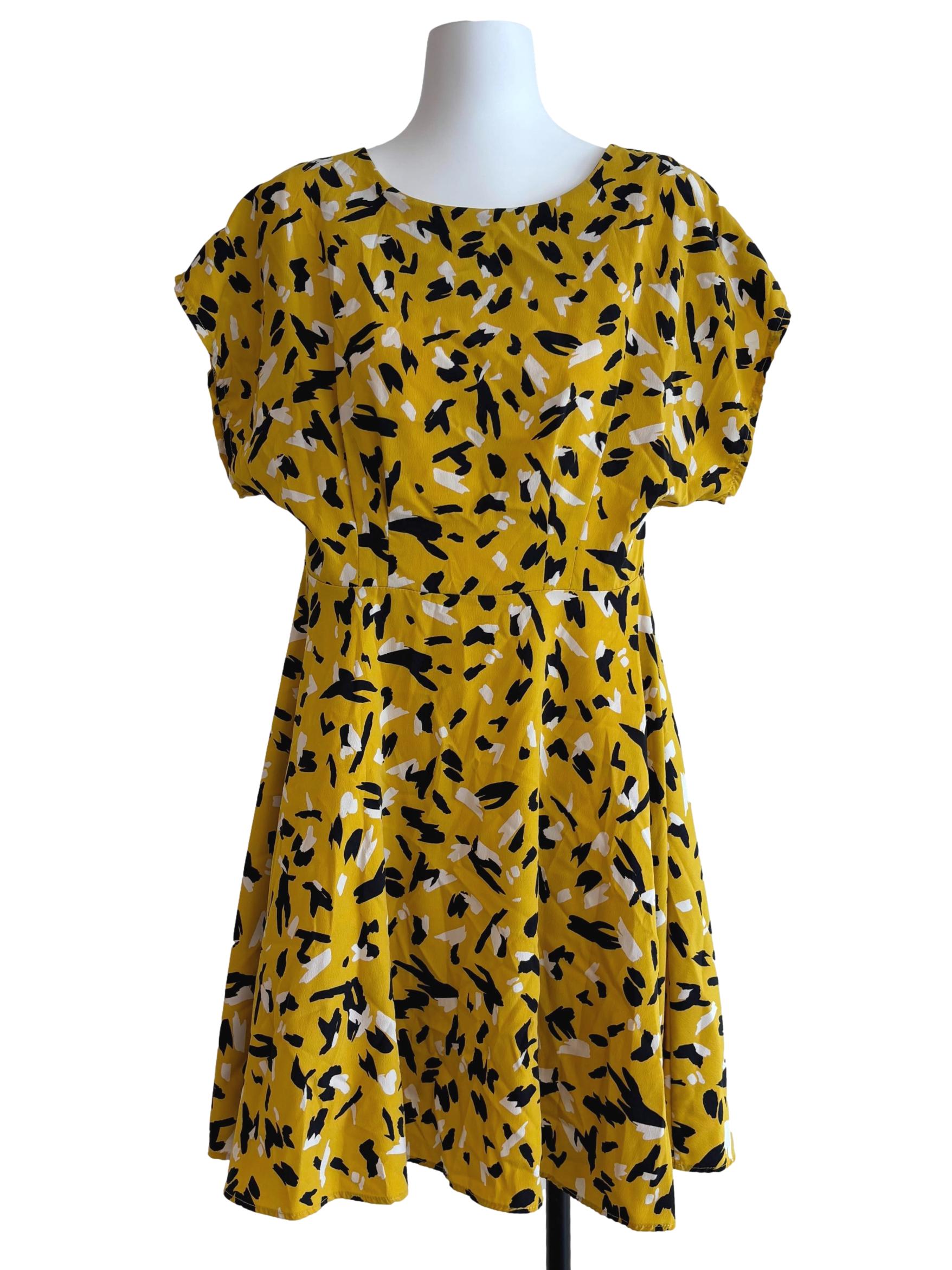 Dandelion Yellow Patterned A-Line Dress