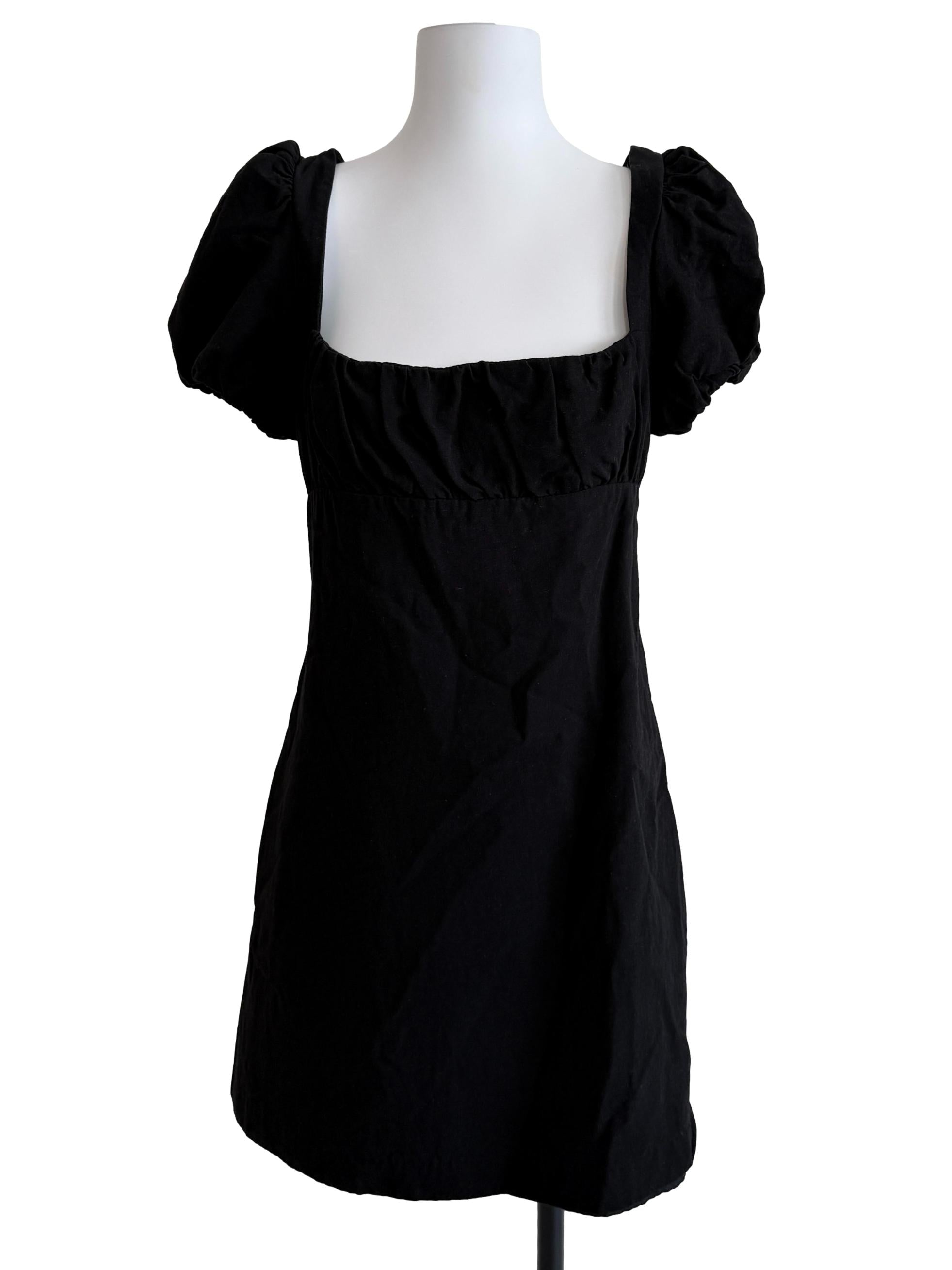Black Puff Sleeves Dress