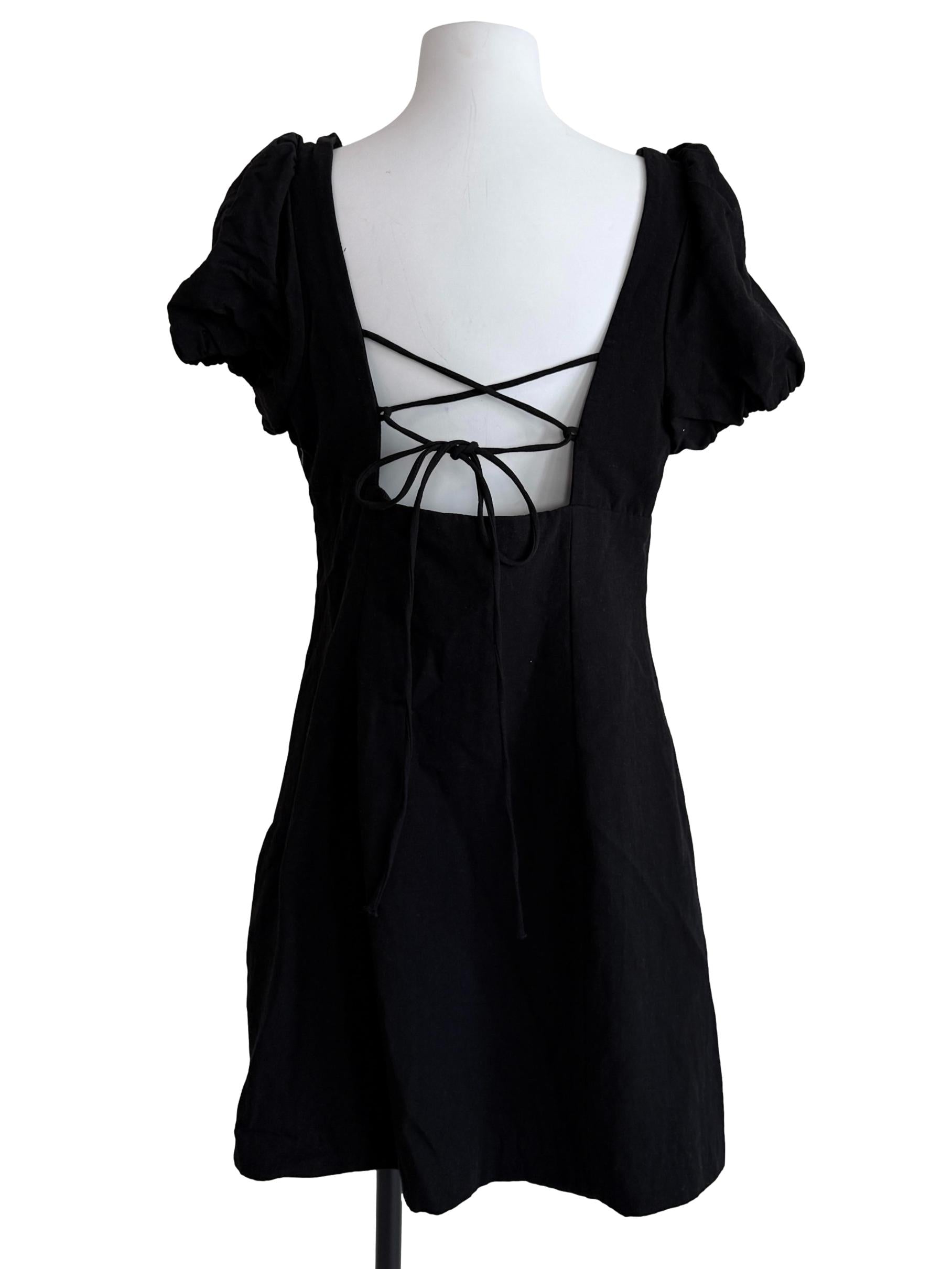 Black Puff Sleeves Dress
