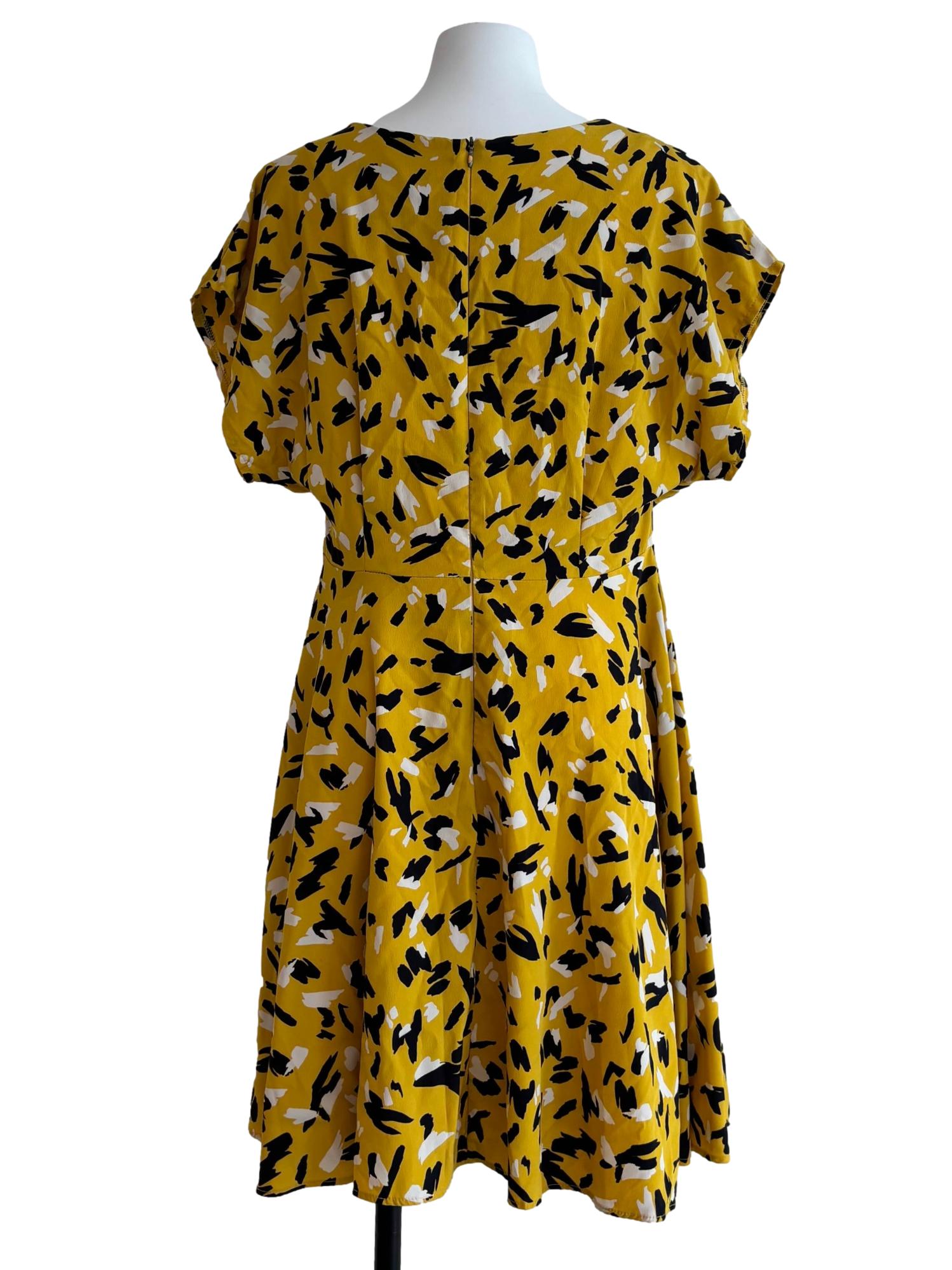 Dandelion Yellow Patterned A-Line Dress