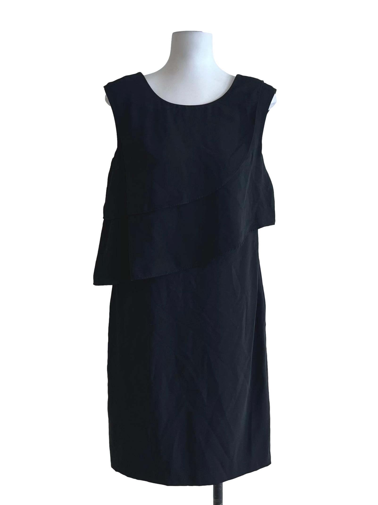 Black Scoop Neckline A-Line Dress