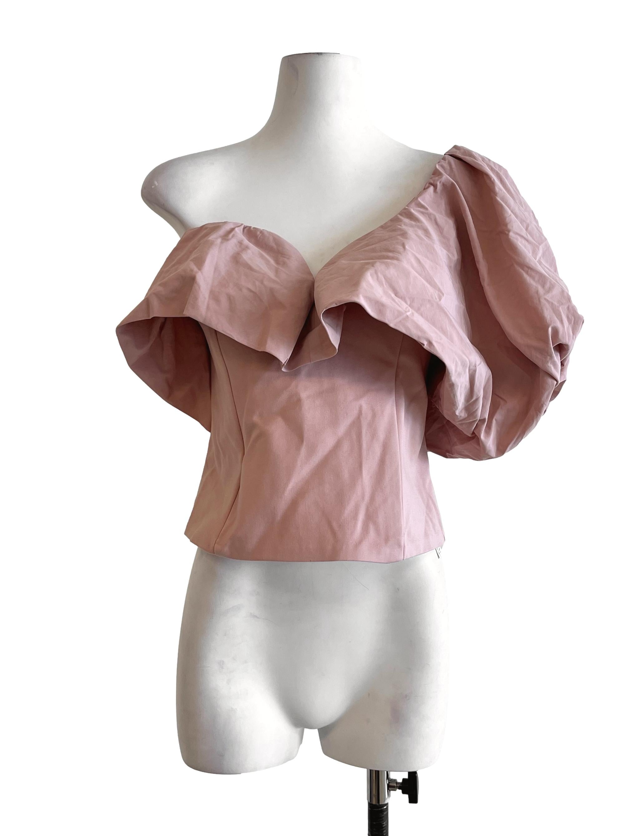 Salmon Pink Off Shoulder Asymmetrical Top LB