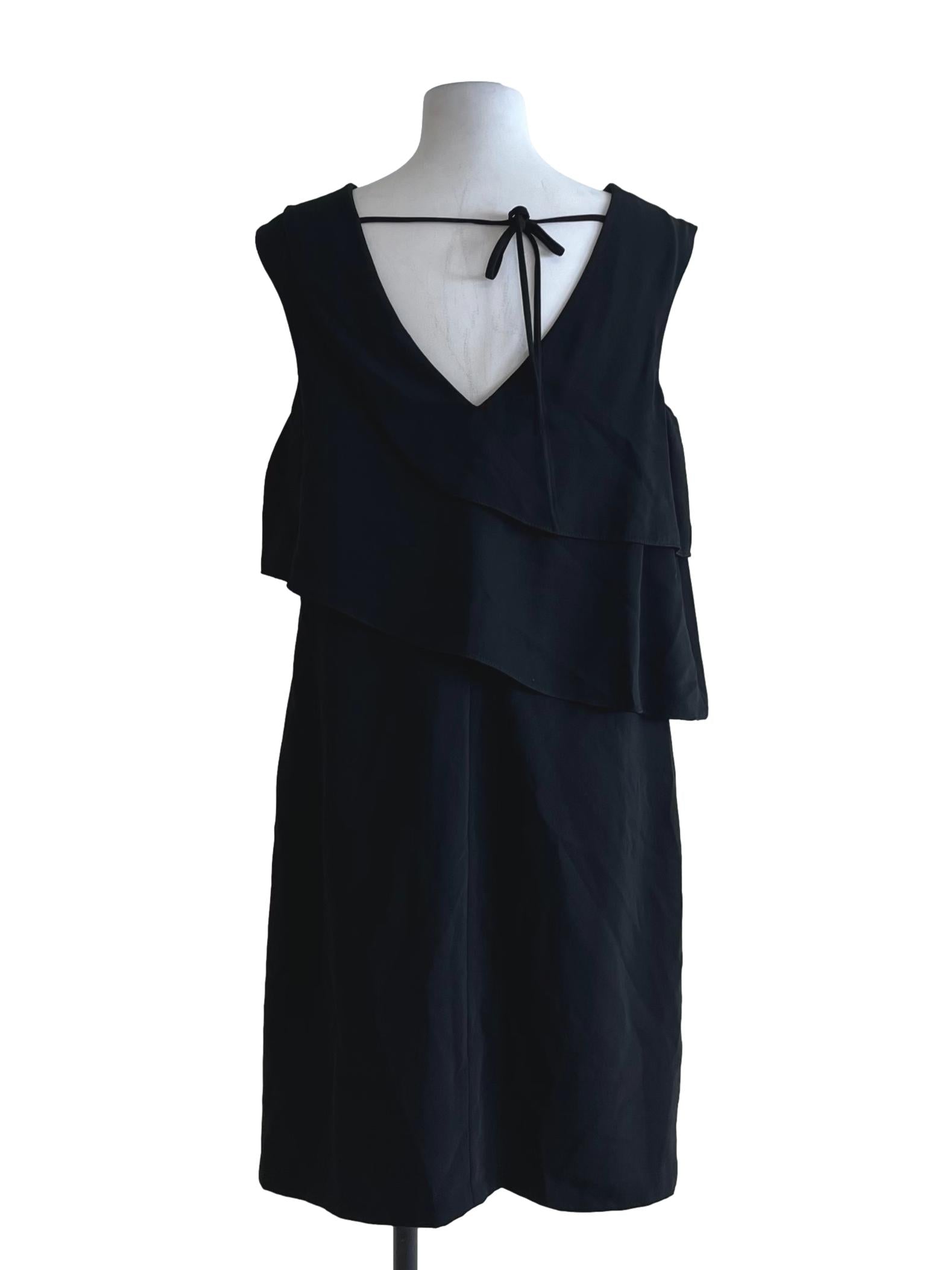 Black Scoop Neckline A-Line Dress