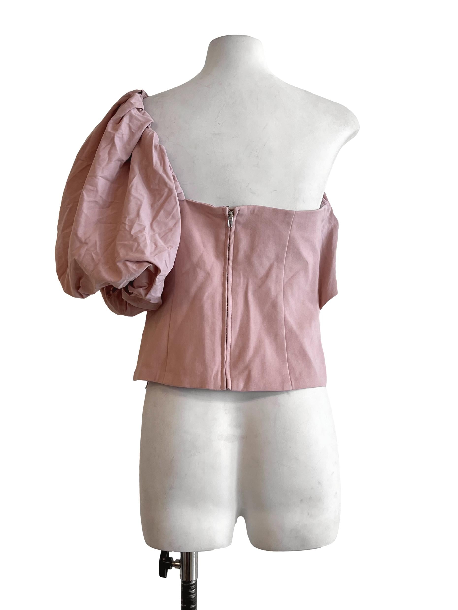 Salmon Pink Off Shoulder Asymmetrical Top LB