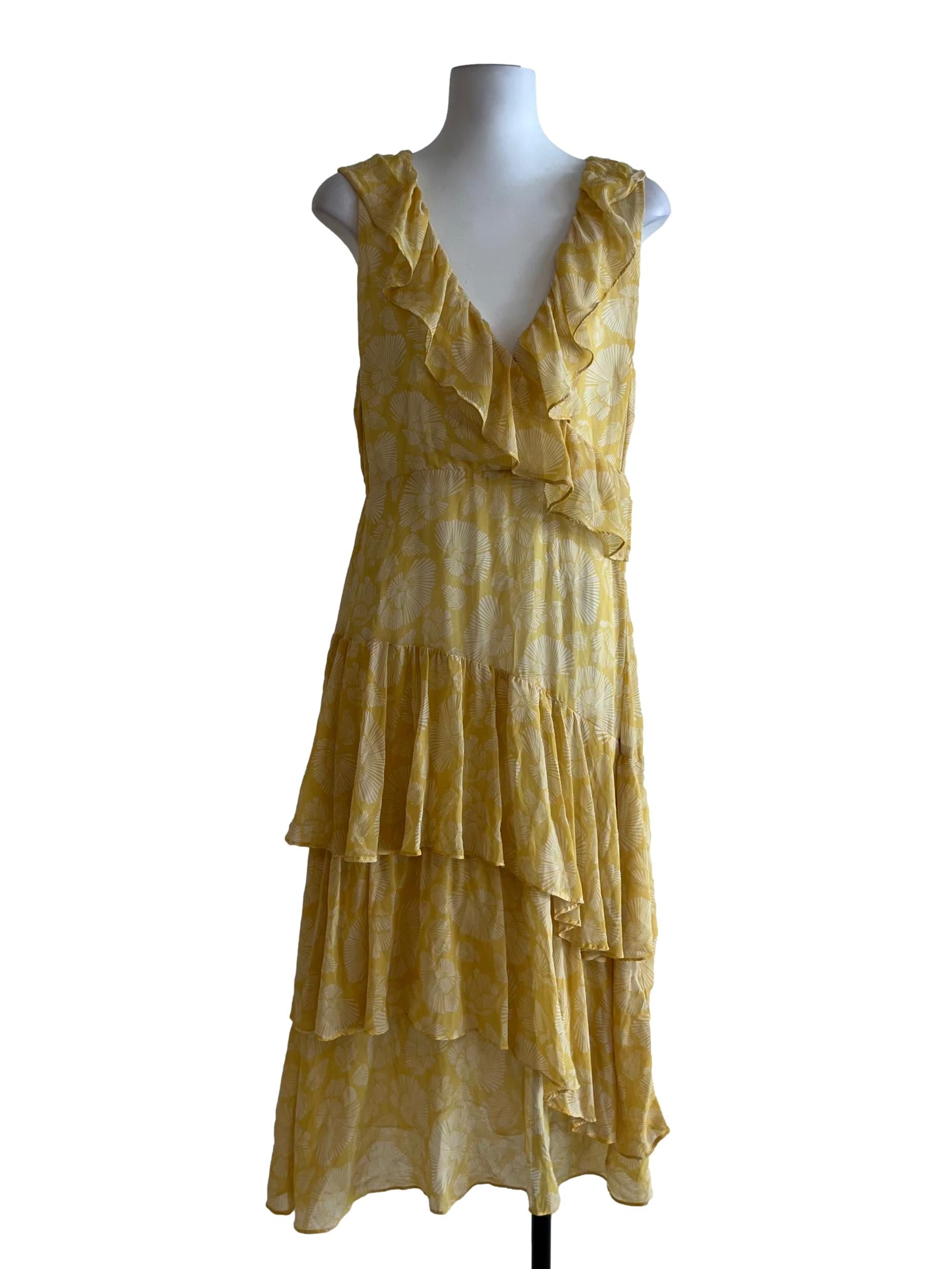 Butter Yellow Abstract A-Line Dress