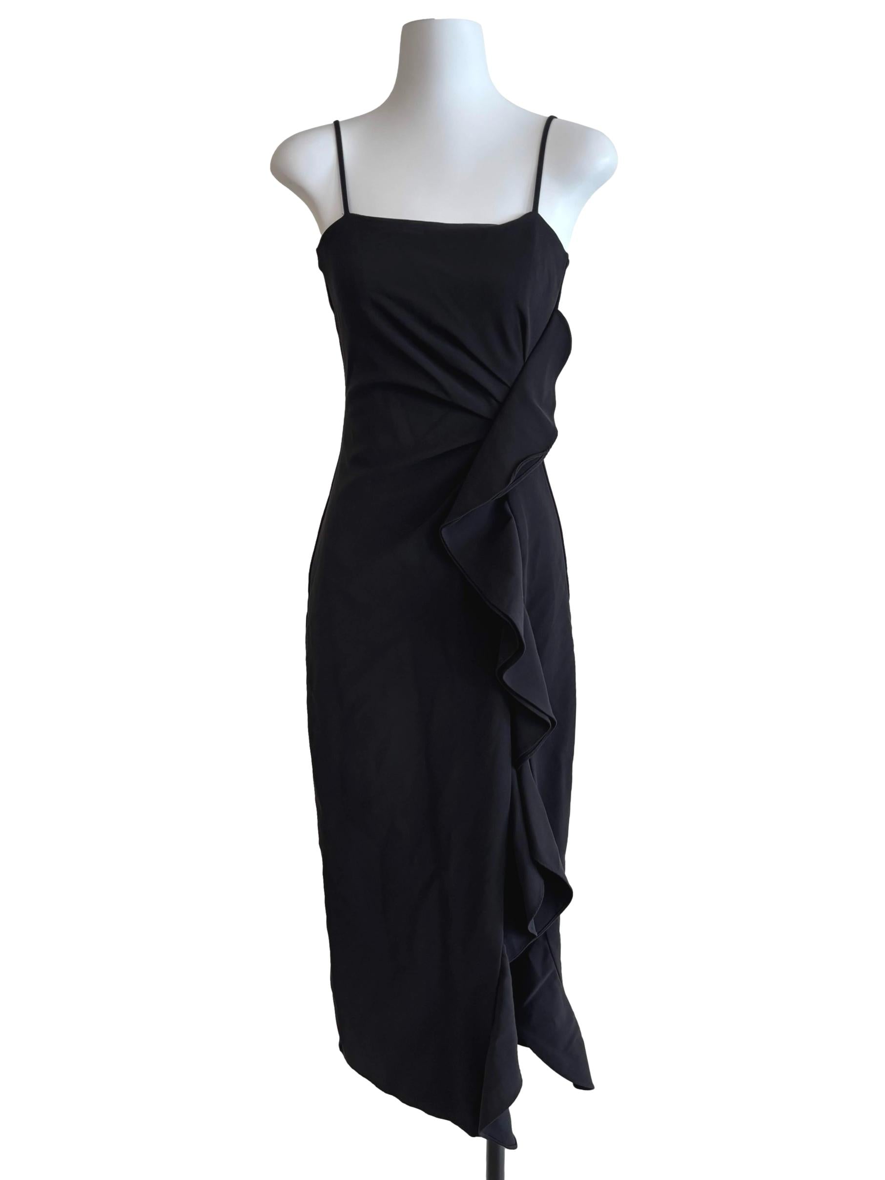 Jade Black Ruffle Bodycon Dress