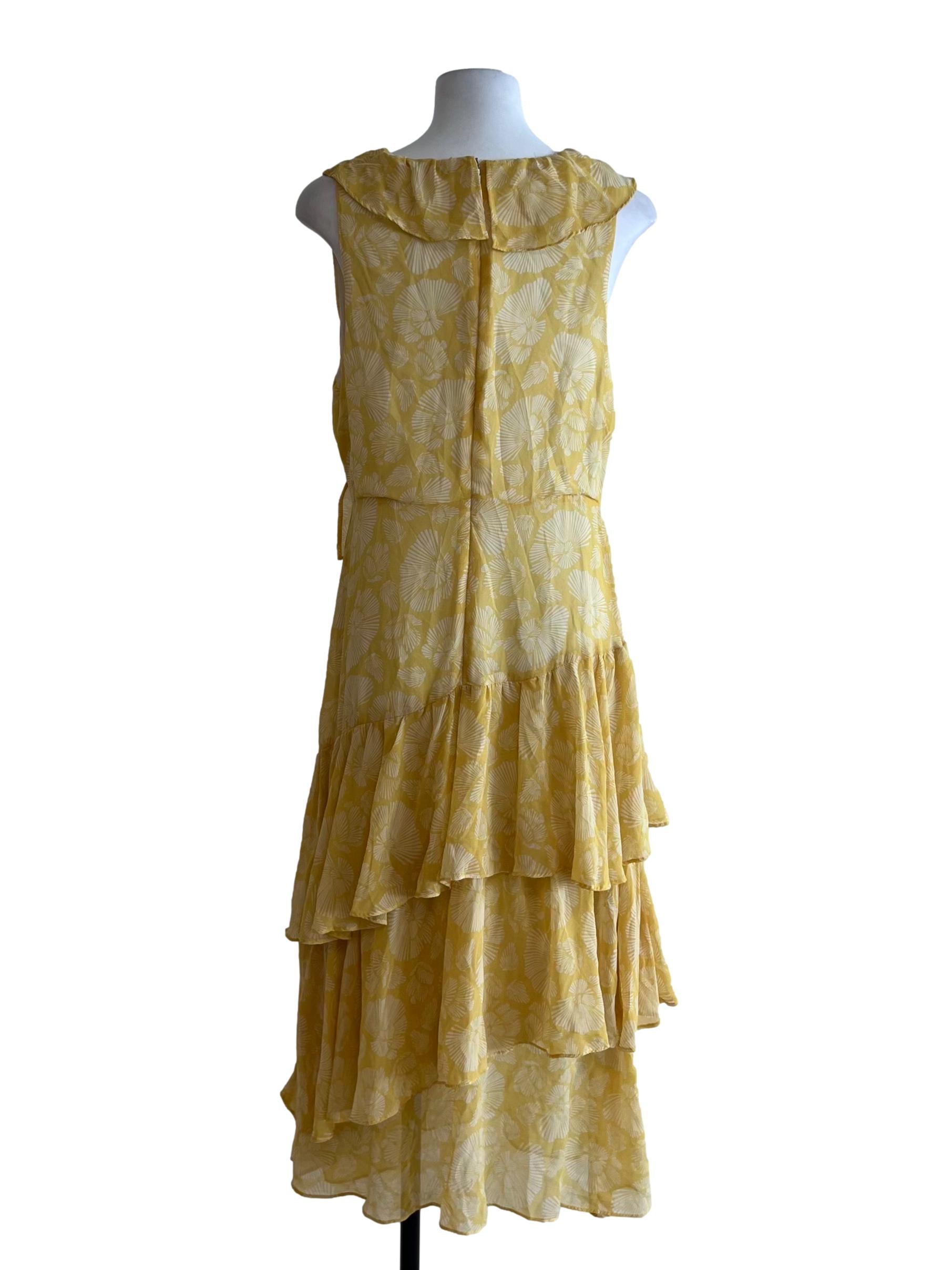 Butter Yellow Abstract A-Line Dress