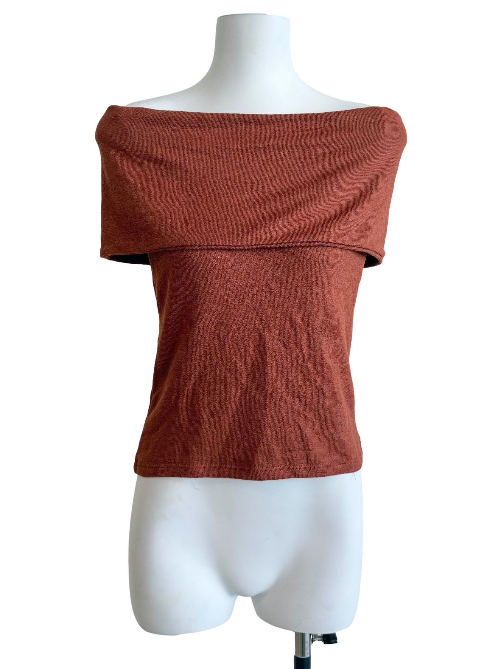 Gingerbread Brown Off-Shoulder Top