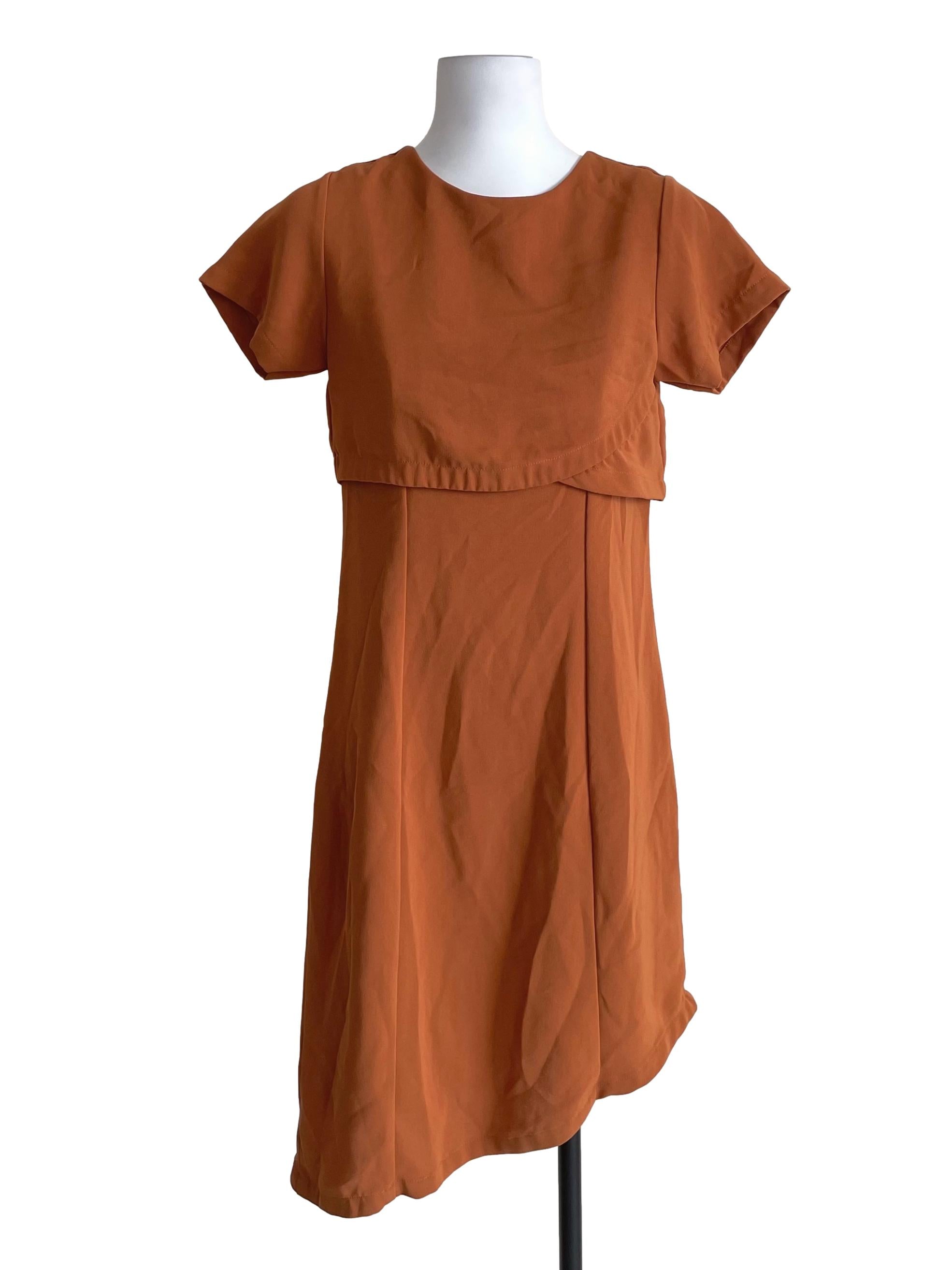 Apricot Orange Overlay Panelled Dress