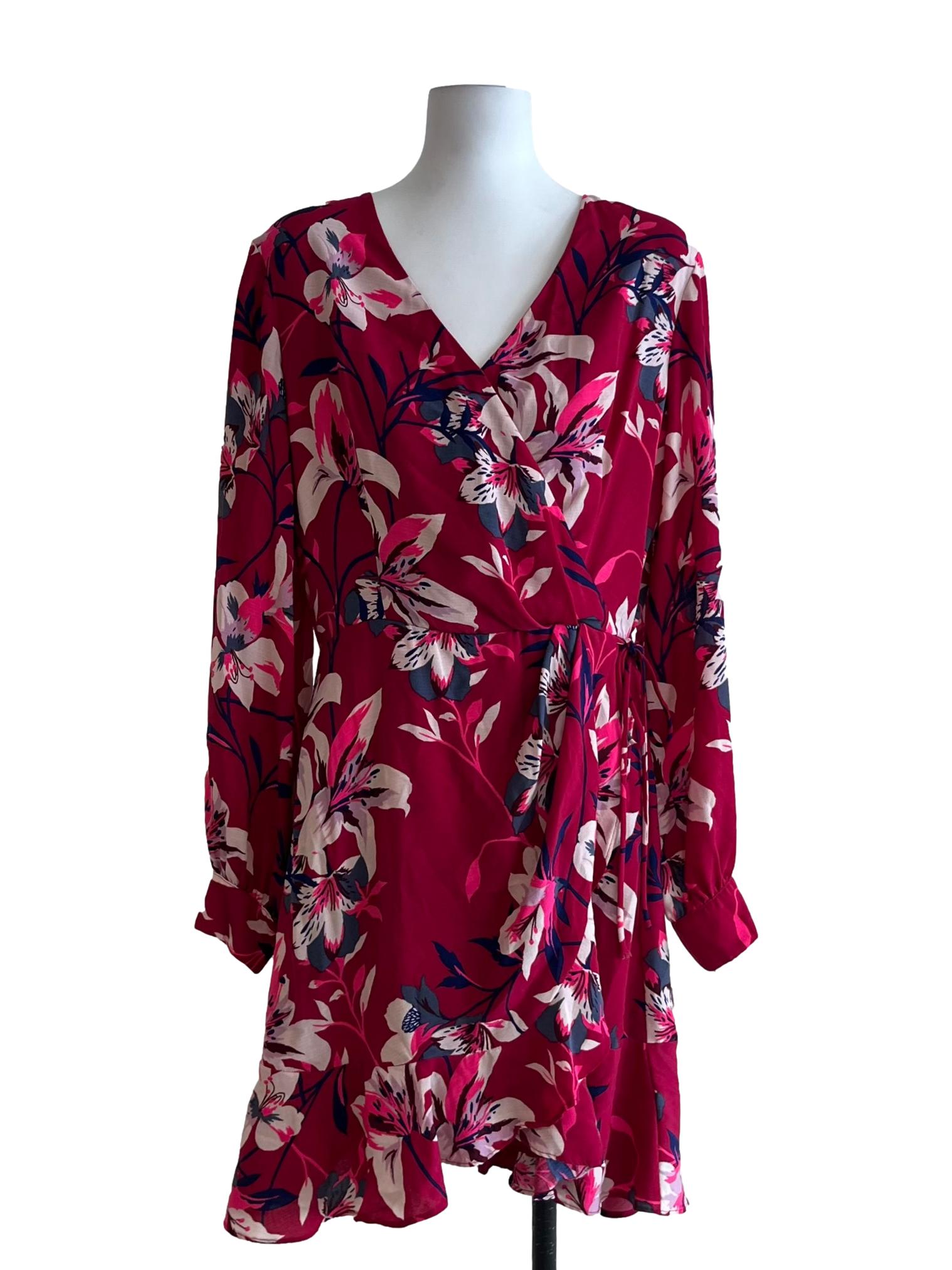 Magenta Pink Floral Empire Dress