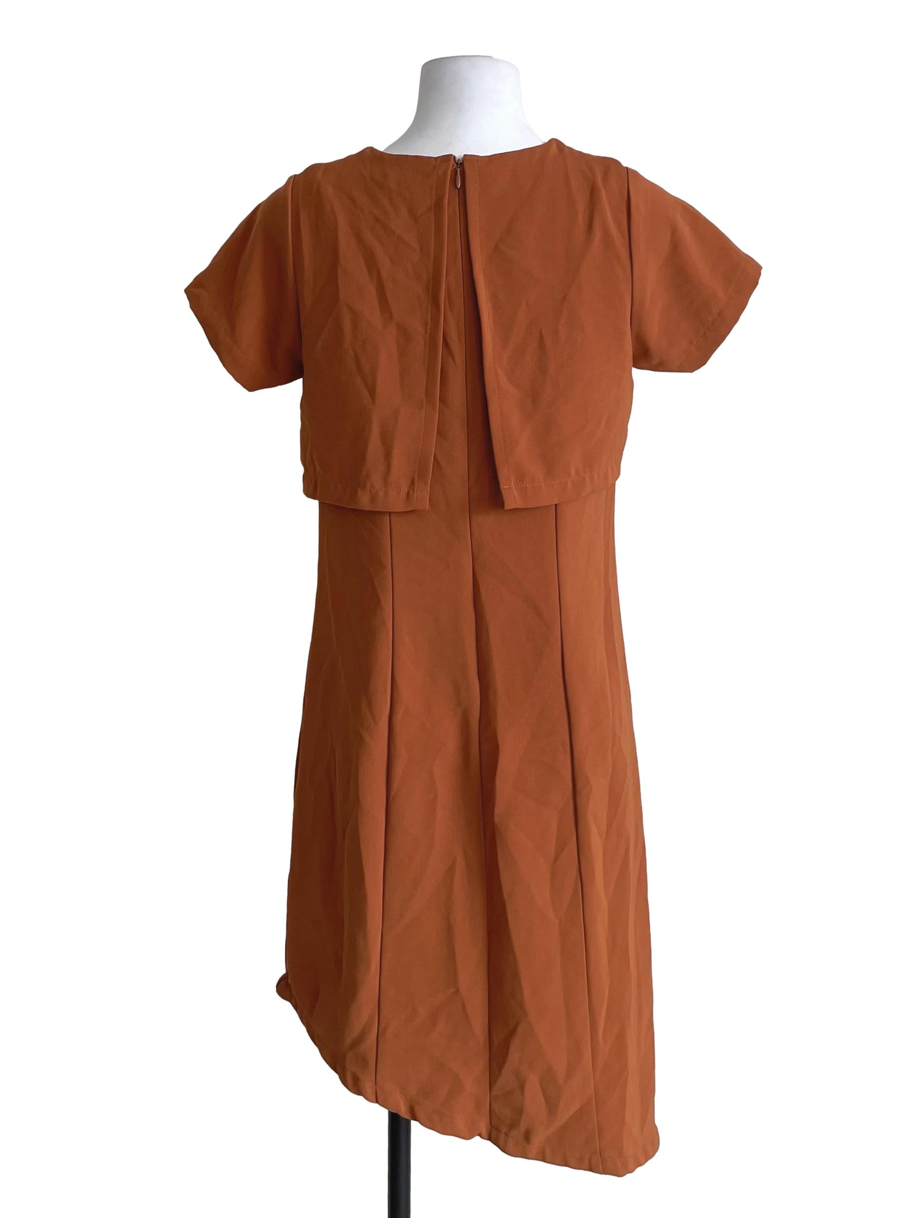 Apricot Orange Overlay Panelled Dress