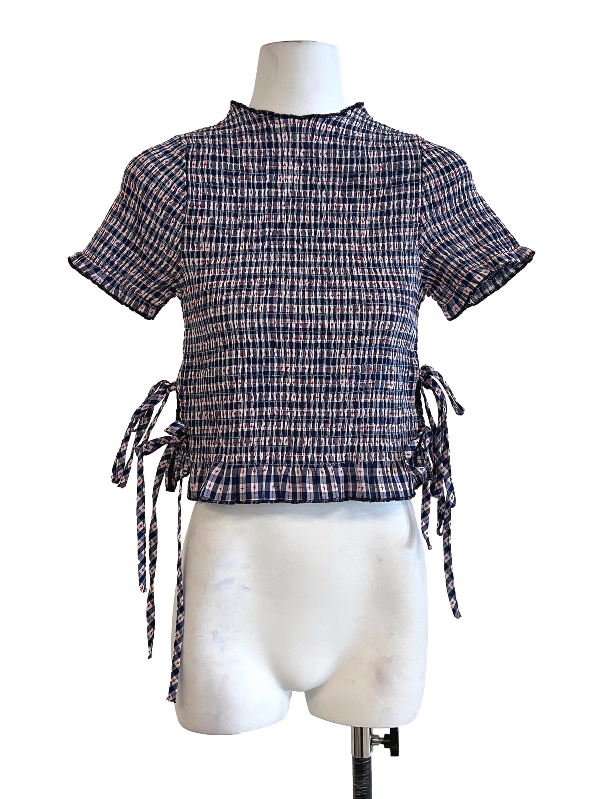Peacock Blue High Neck Short Sleeve Top