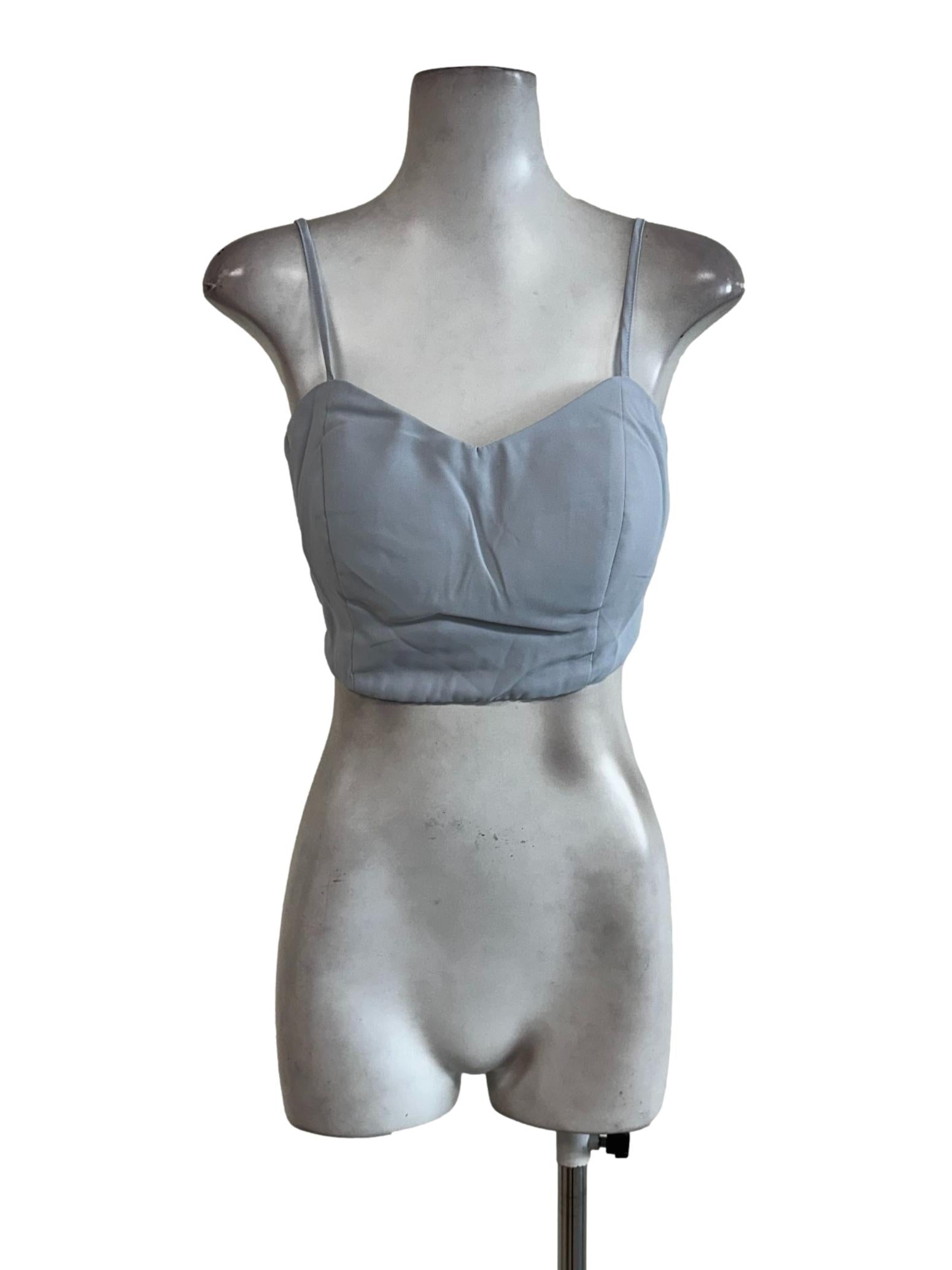 Light Blue Padded Sleeveless Crop Top