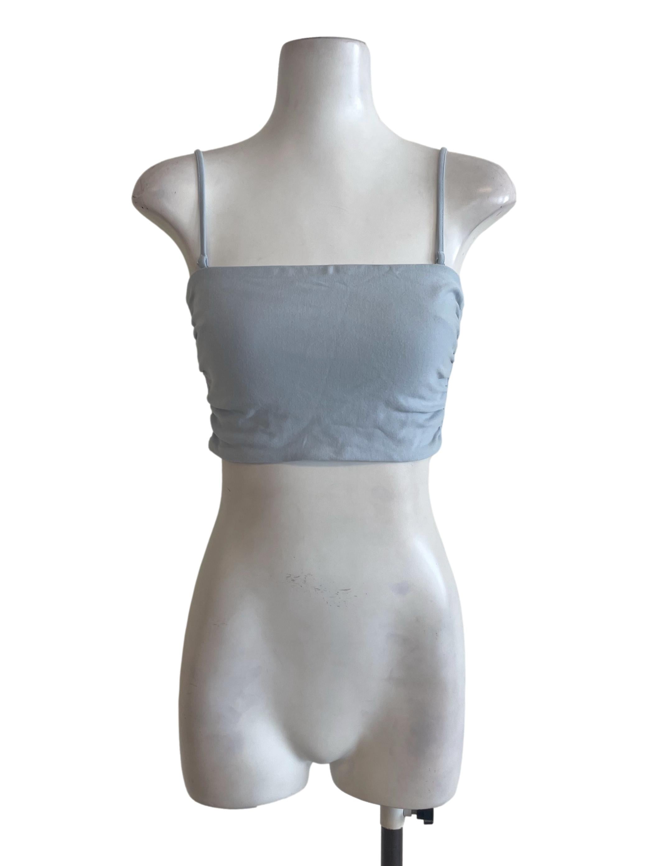 Light Blue Spaghetti Strap Crop Top