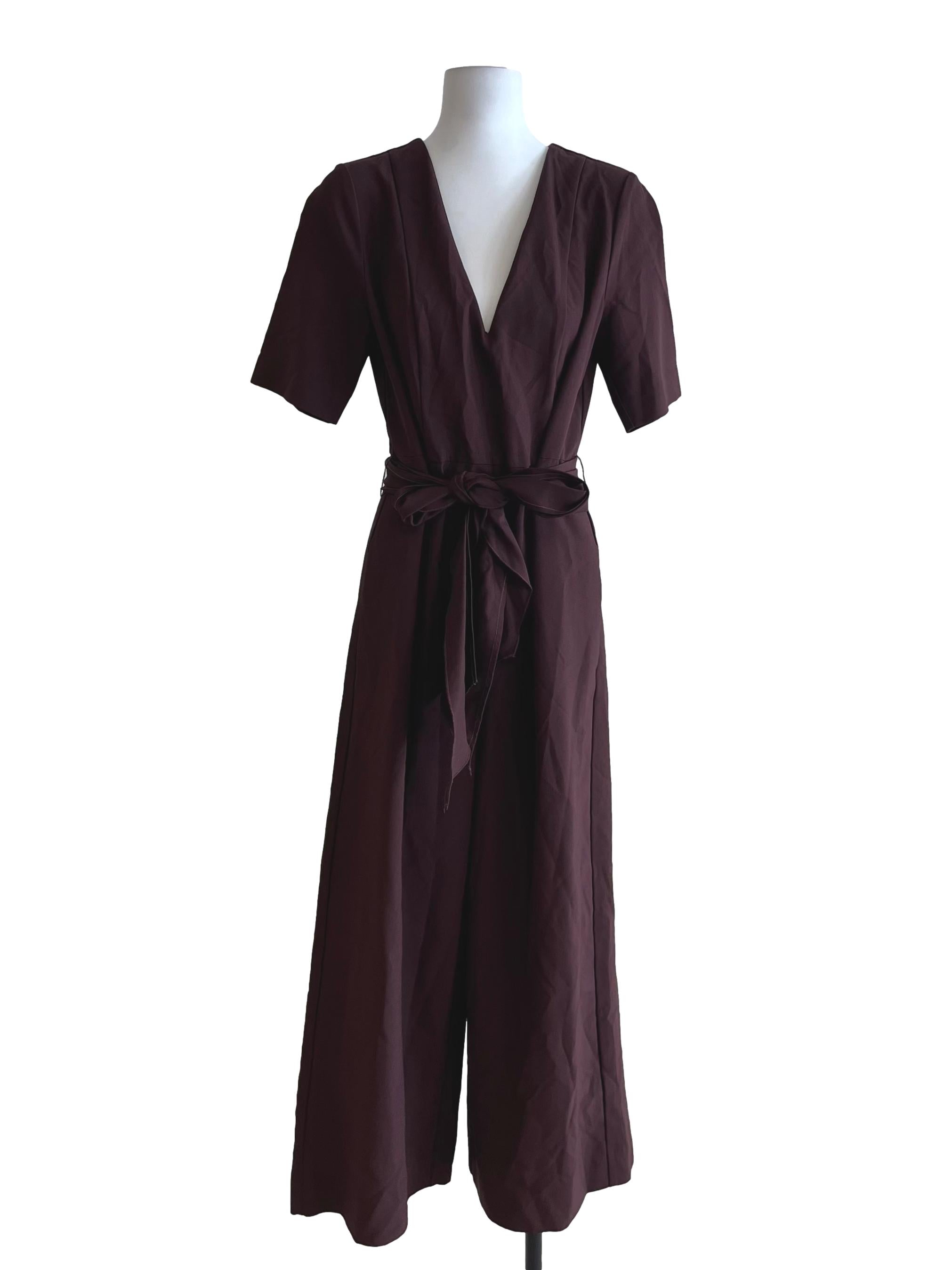 Mocha Brown V-Neckline Jumpsuit